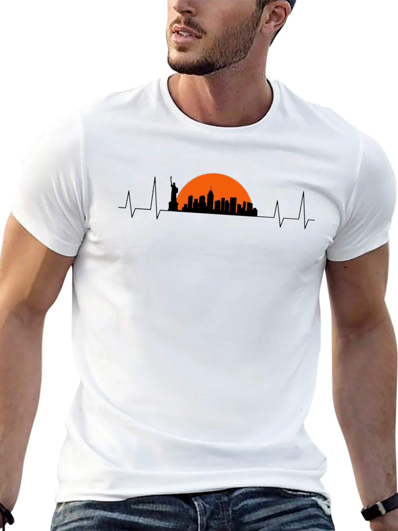 Black NYC Skyline Pulse Graphic Tee view 13