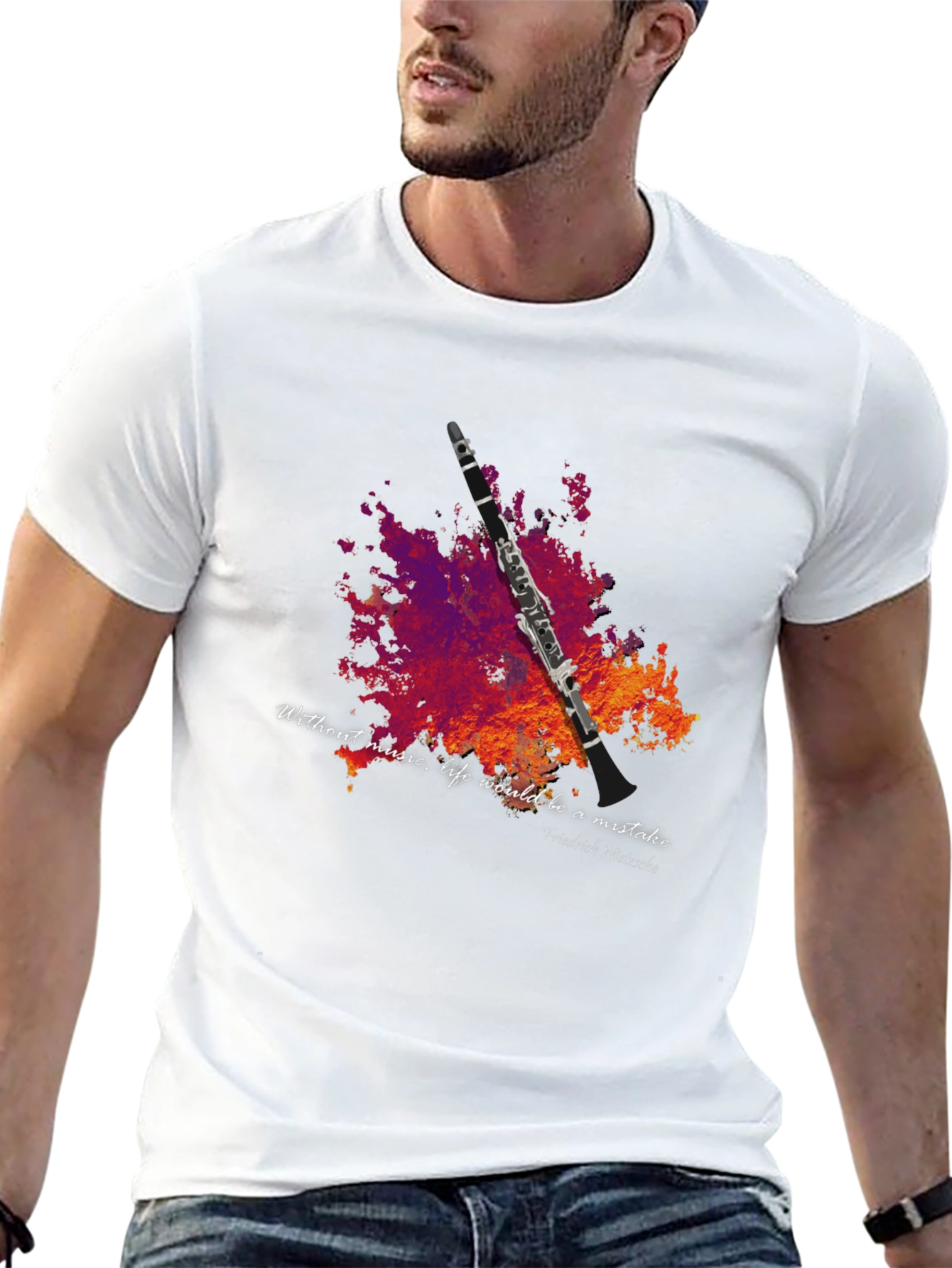 Black Music Lover T-Shirt - Clarinet Design view 13