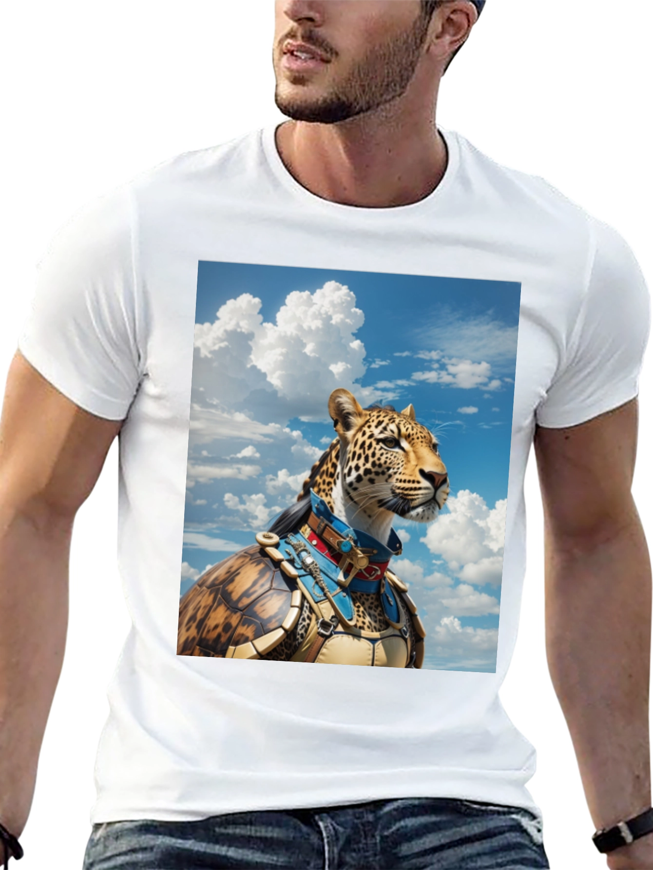 Black Leopard Warrior Graphic Tee - Black Cotton Comfort view 13