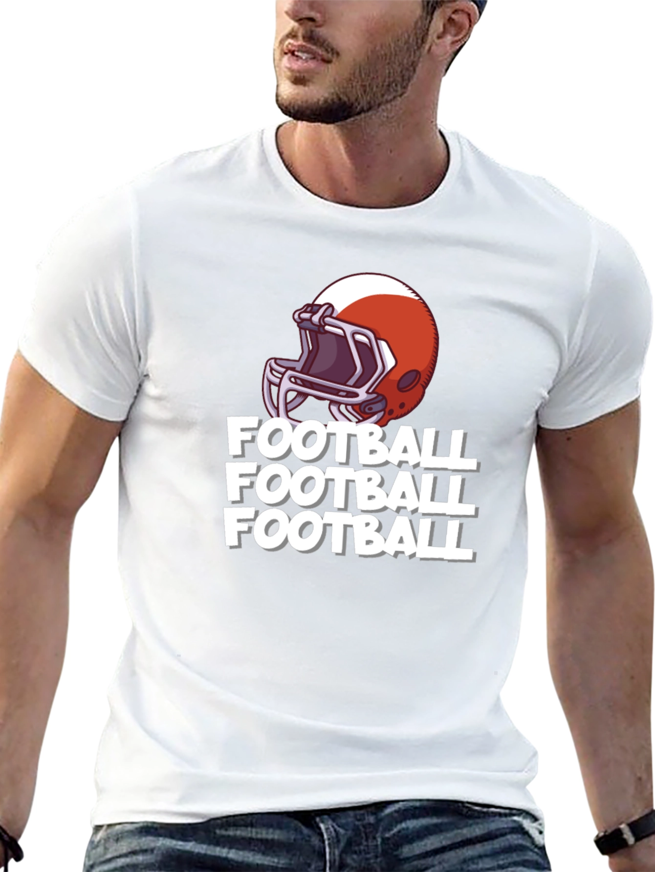 Black Football Helmet T-Shirt view 13