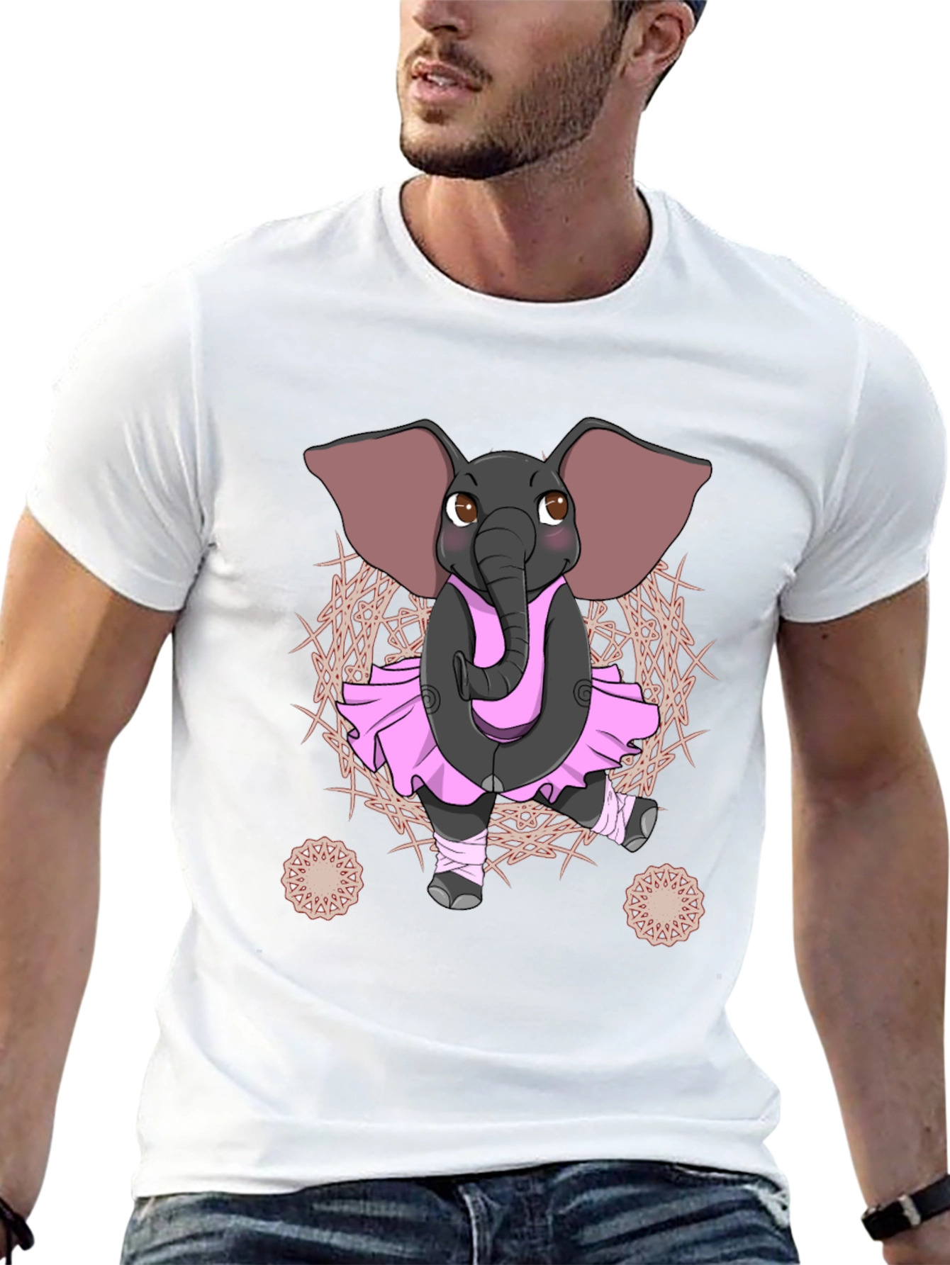 Black Elephant Ballerina T-Shirt - Men's Graphic Tee view 13