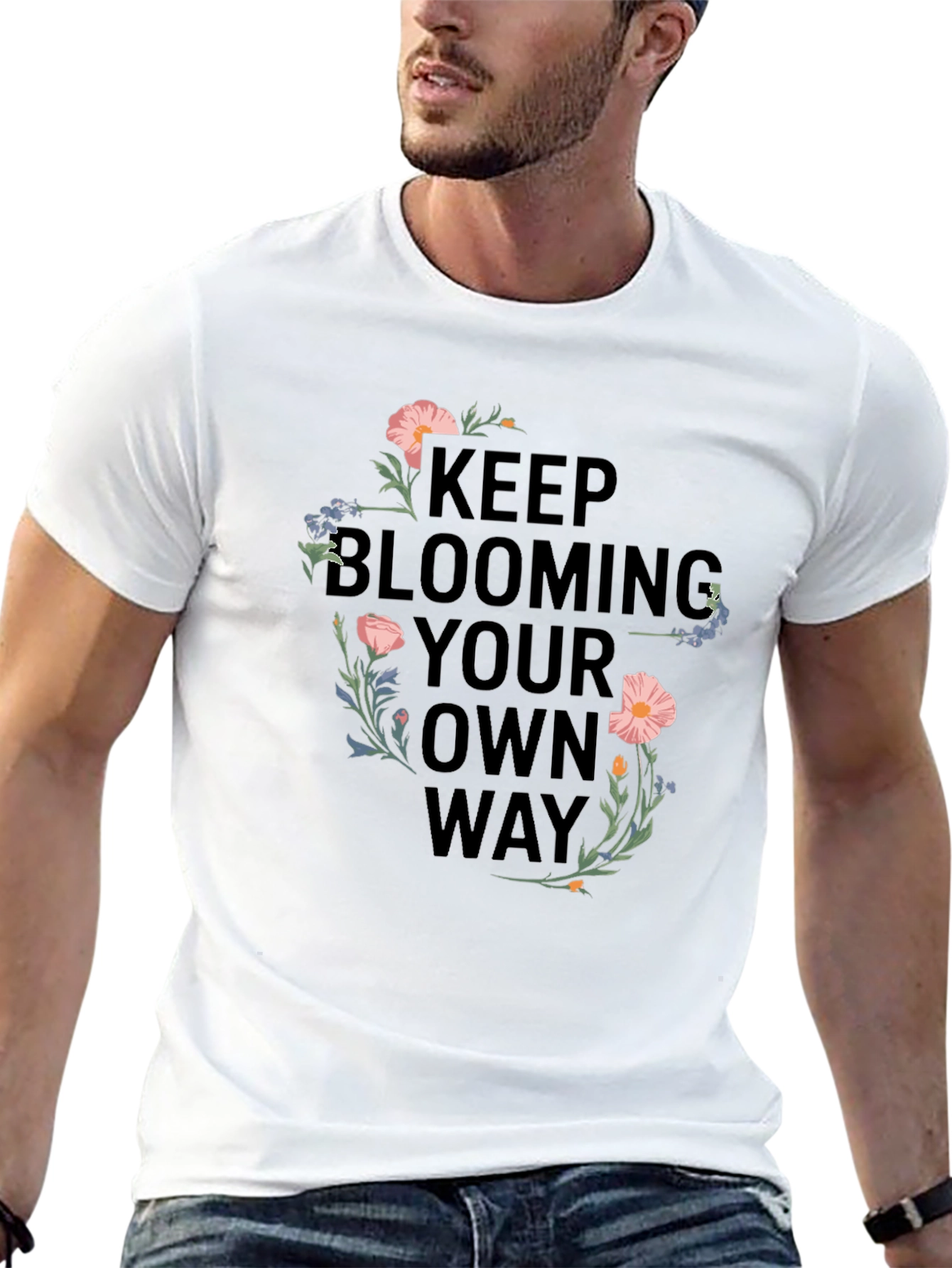 Black Keep Blooming T-Shirt - Floral Design view 13