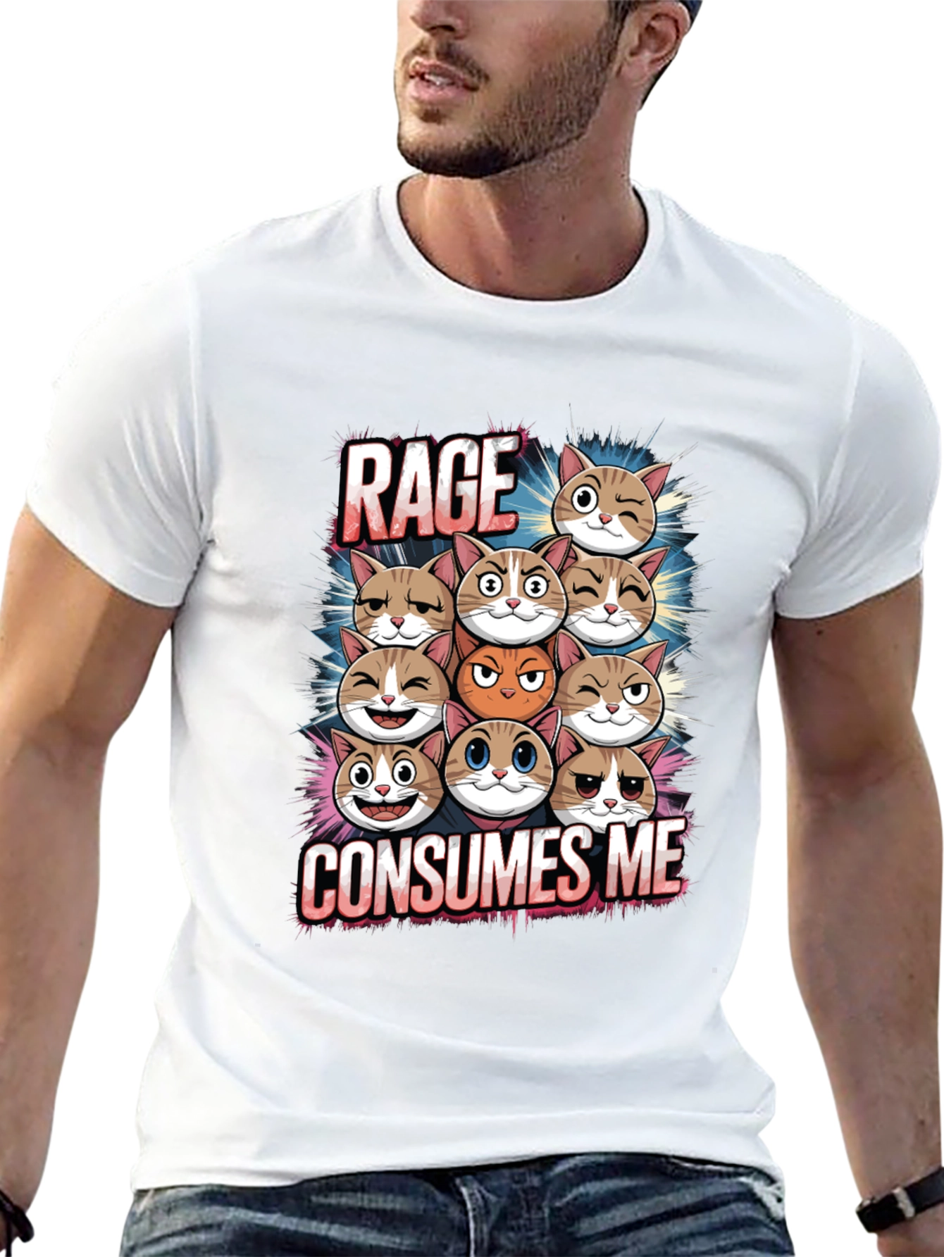 Black Rage Consumes Me Cats Graphic T-Shirt view 13