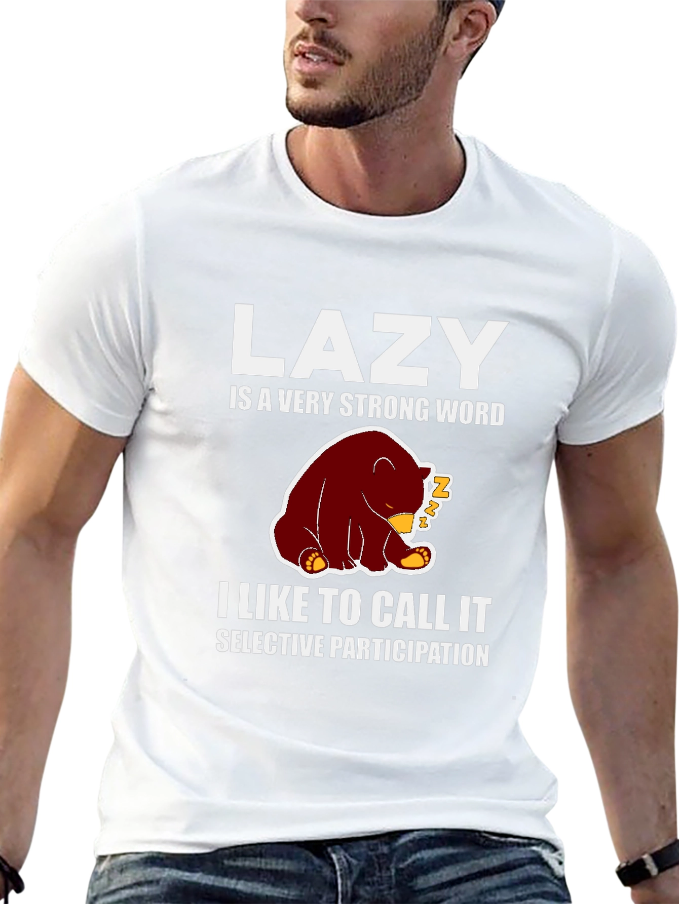 Black Lazy Bear Graphic Tee - Funny & Comfortable view 13