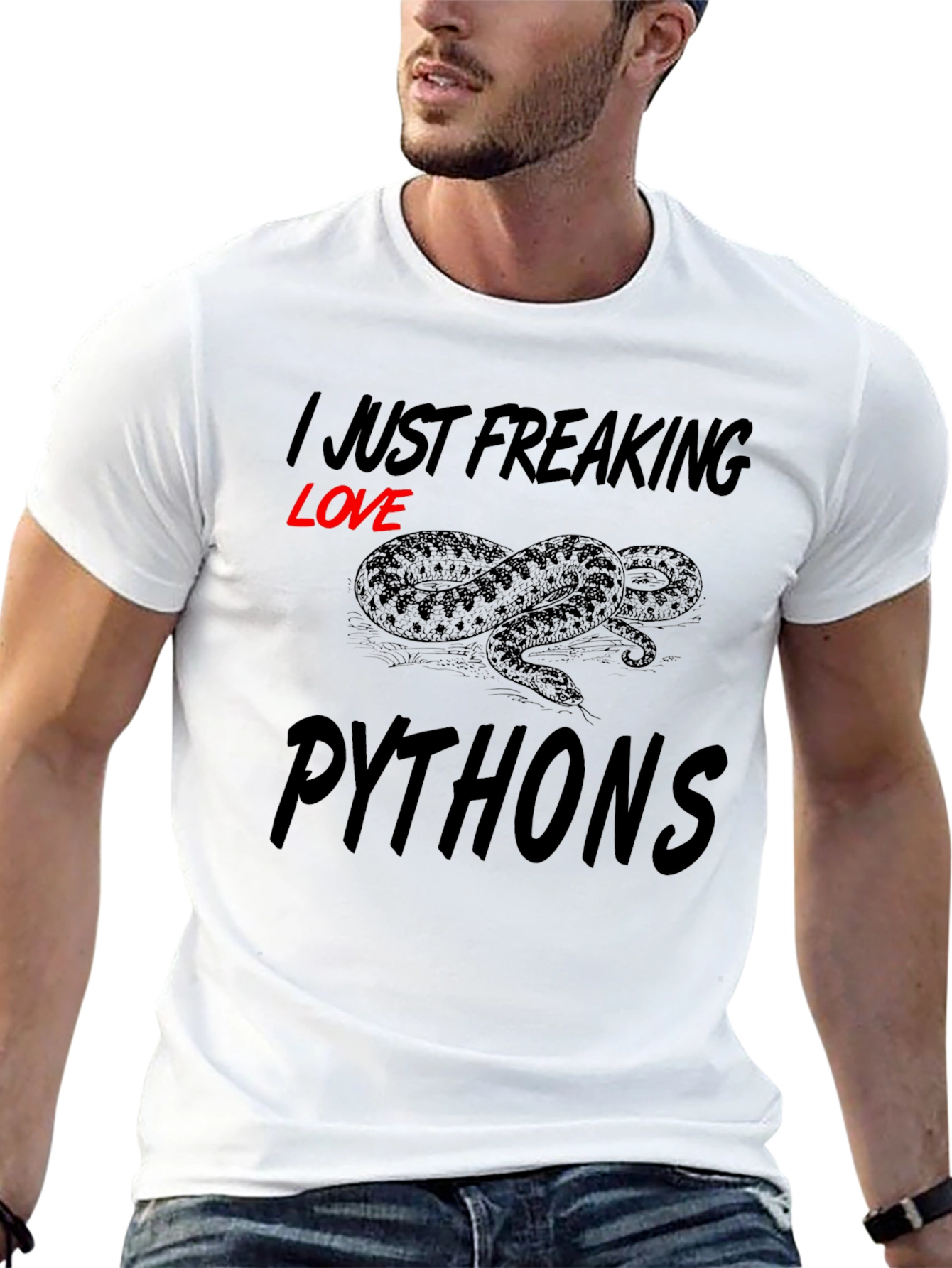 Black I Just Freaking Love Pythons Graphic Tee view 13