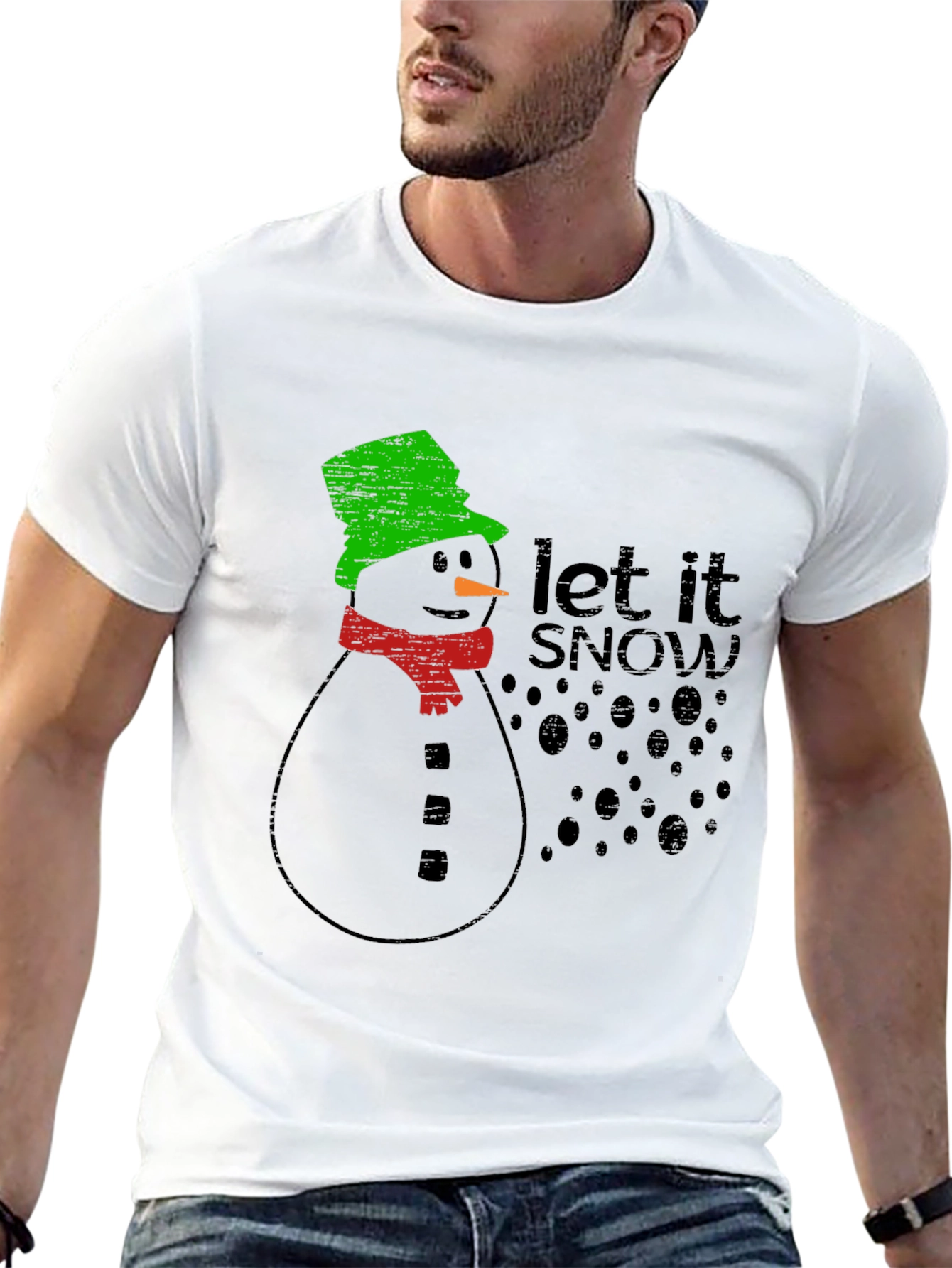 Black Let It Snow T-Shirt - Festive Holiday Apparel view 13