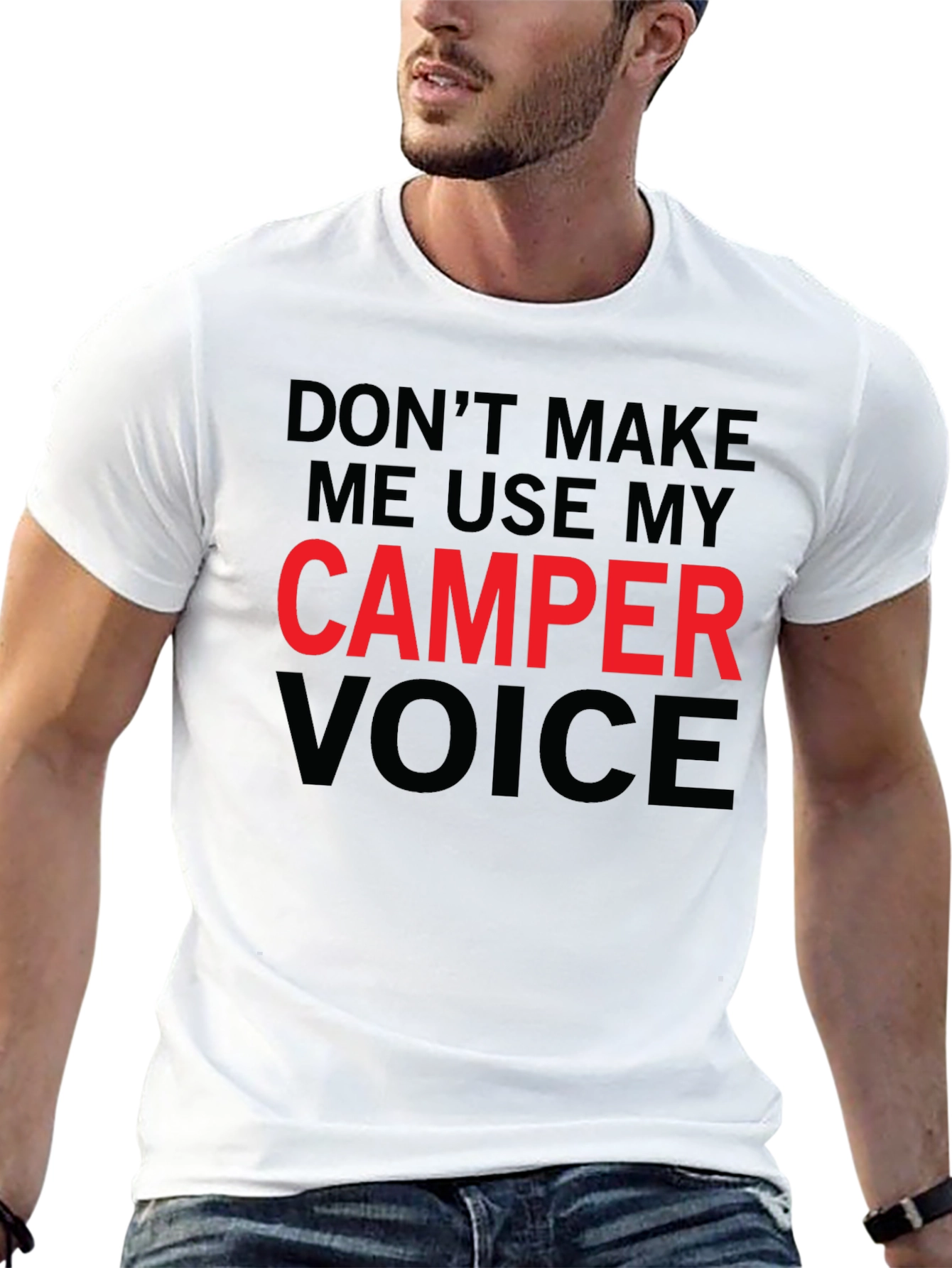 Black Camper Voice T-Shirt - Funny Camping Tee view 13