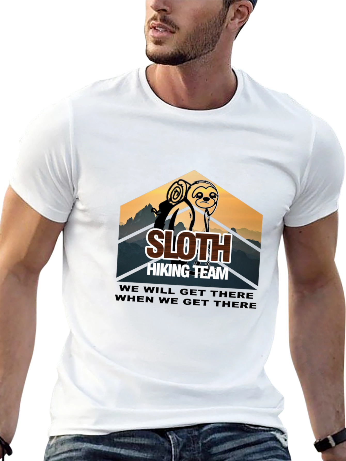 Black Sloth Hiking Team T-Shirt - Men's Black Crew Neck Tee view 13