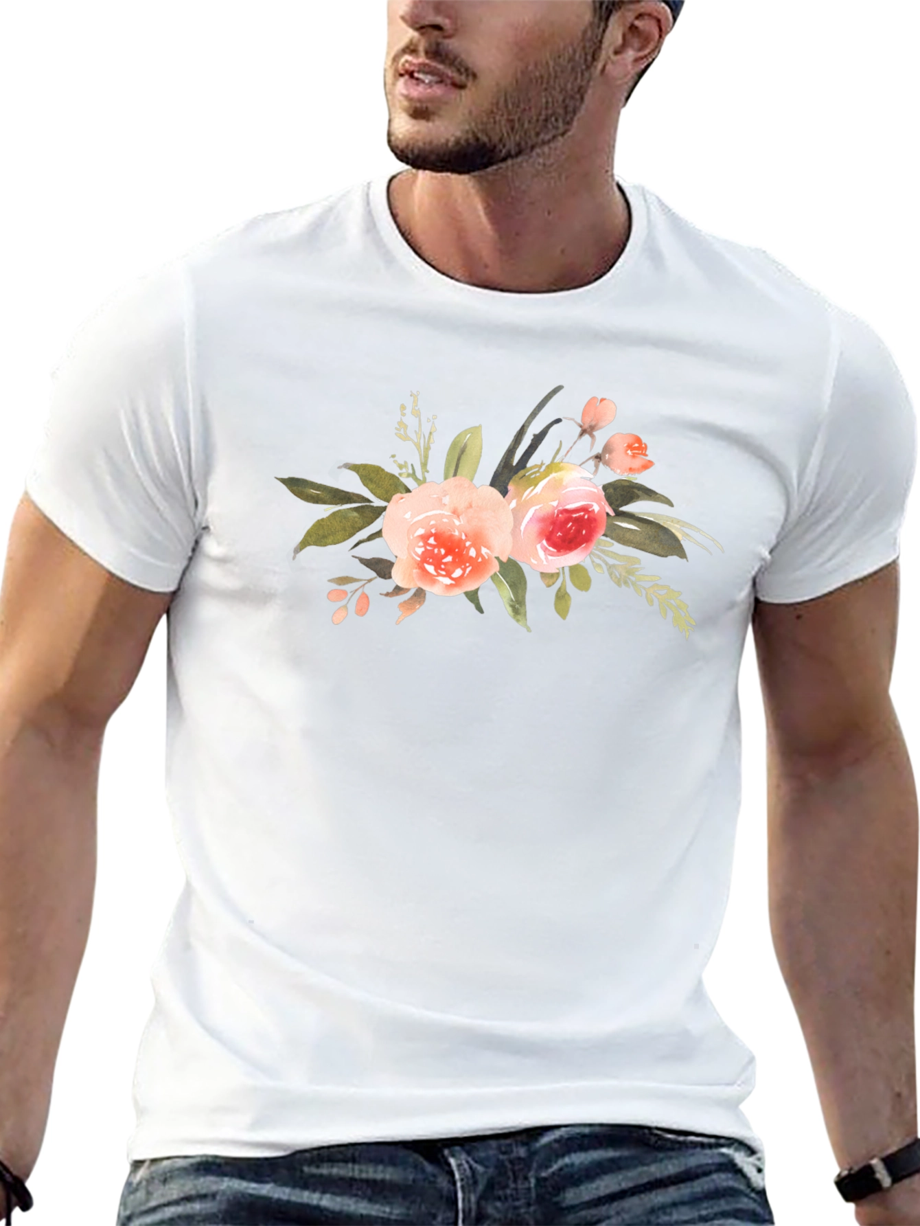 Black Floral Print Black T-Shirt: Stylish and Comfortable view 13
