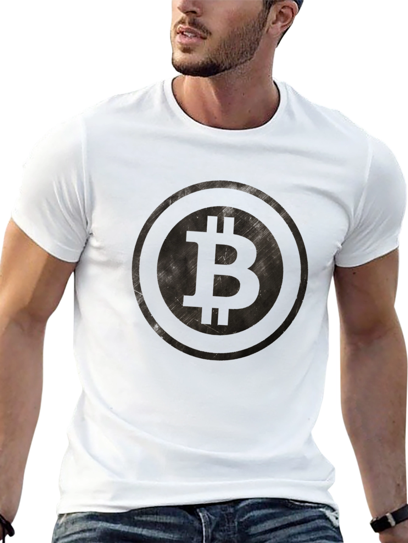 Black Bitcoin Logo Graphic T-Shirt view 13