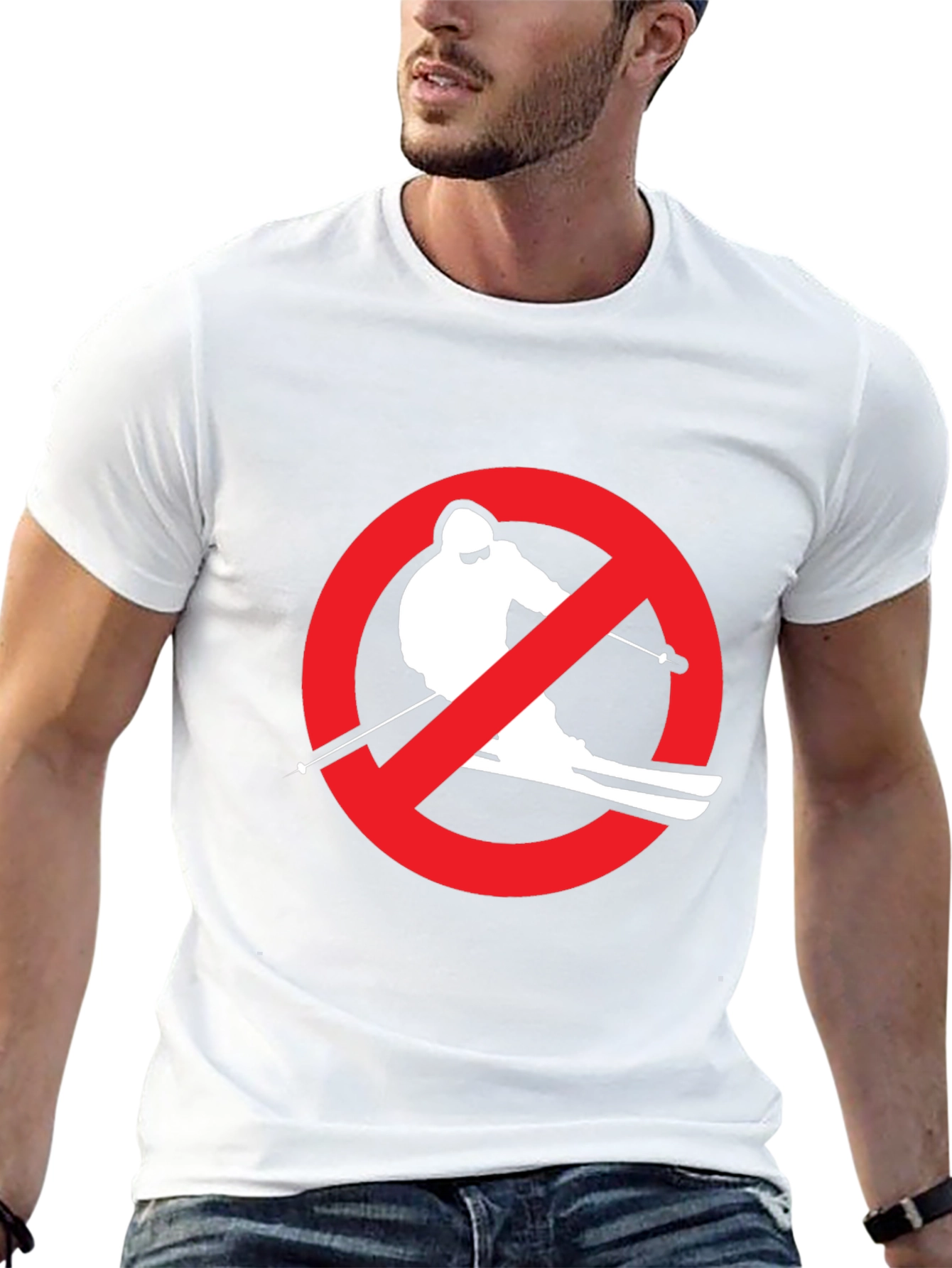 Black No Skiing Graphic Black T-Shirt view 13