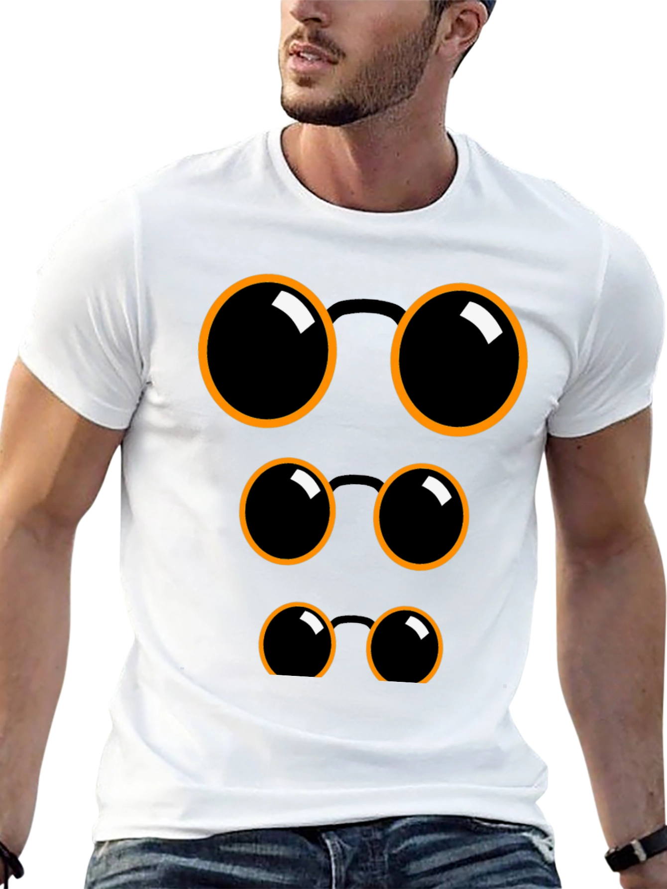 Black Funny Eyeglasses Graphic Black T-Shirt view 13