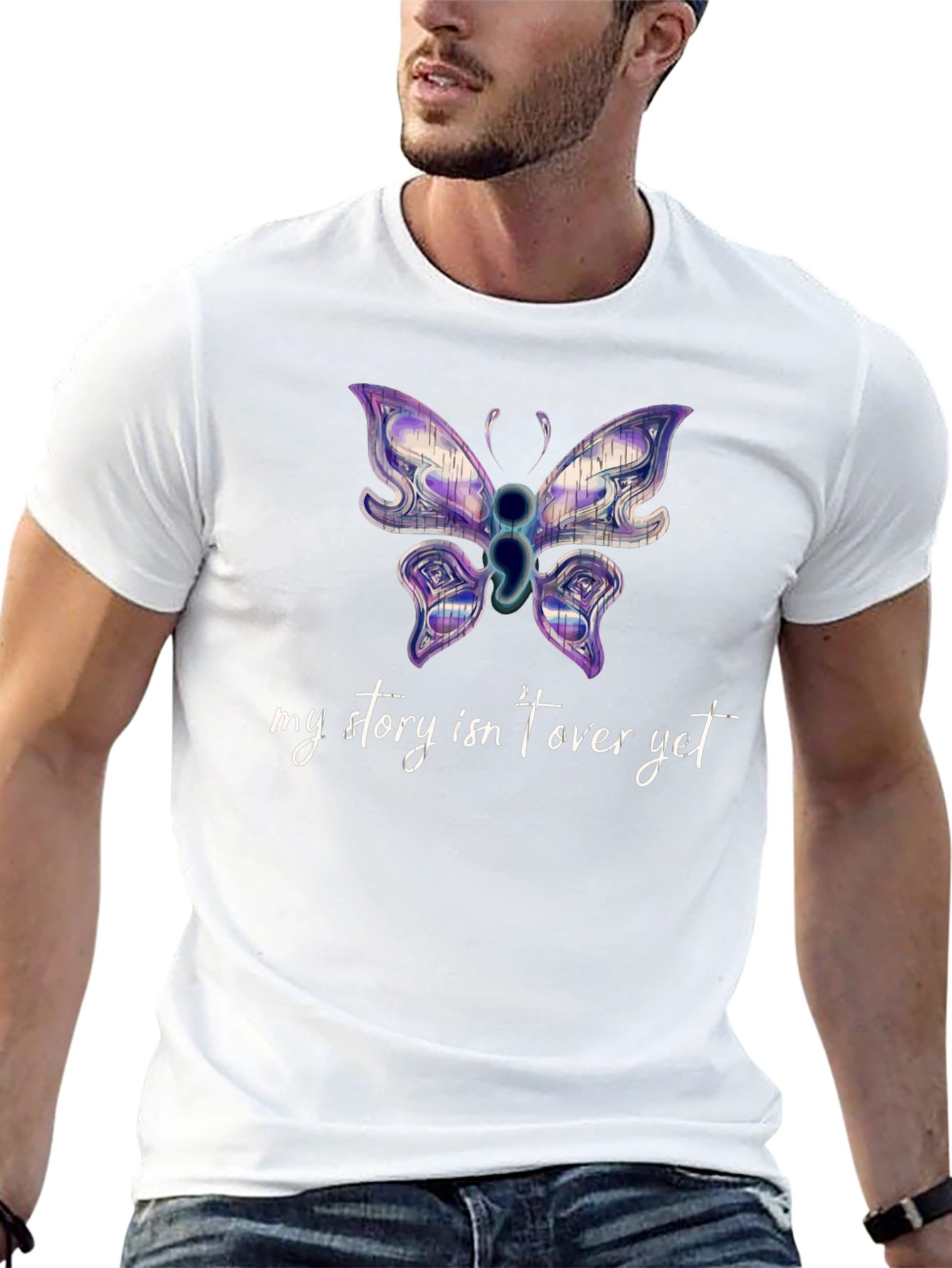 Black Semicolon Butterfly Graphic Tee view 13