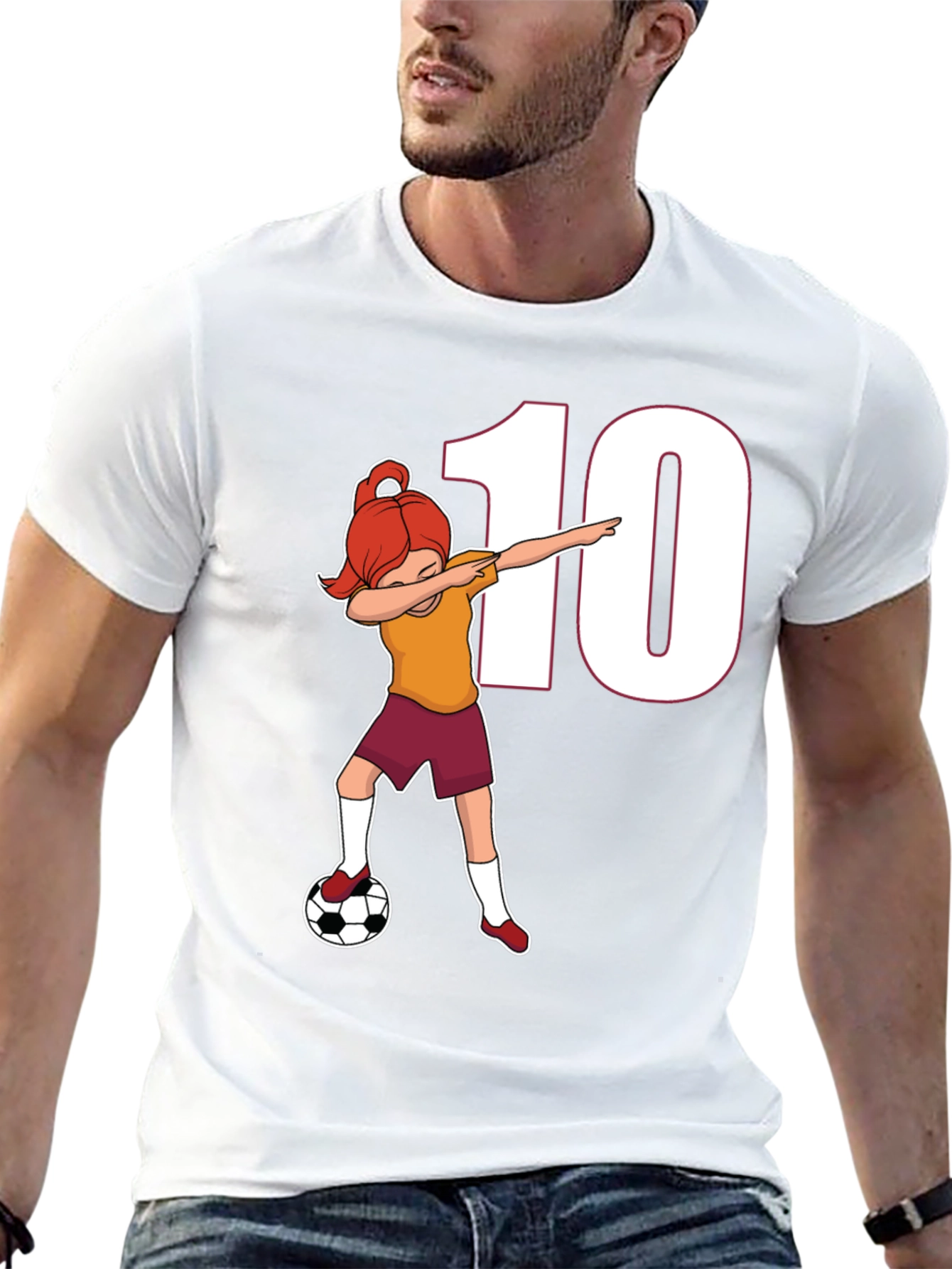 Black Soccer Girl Dab T-Shirt - Number 10 Fan! view 13