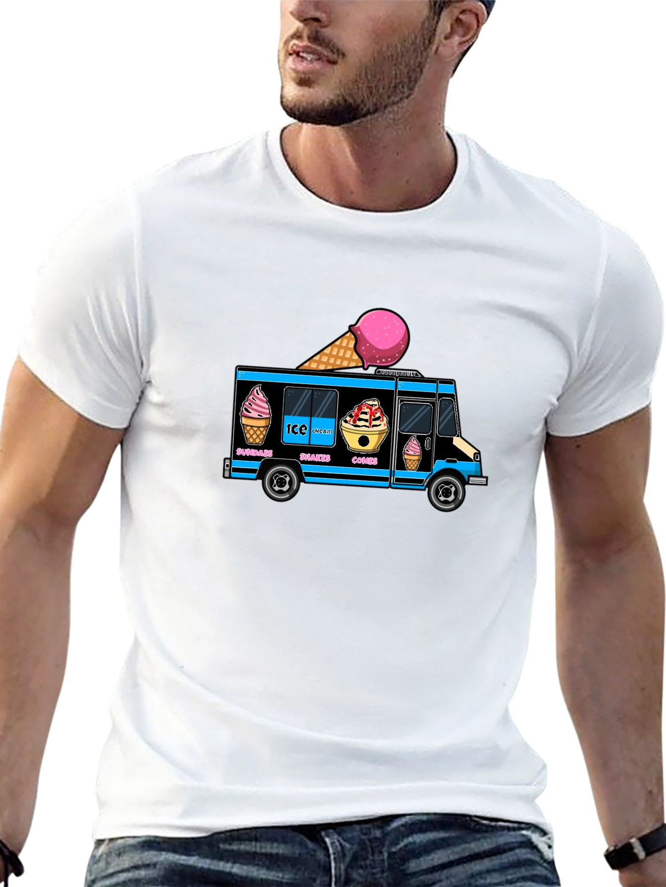 Black Ice Cream Truck Graphic Tee view 13