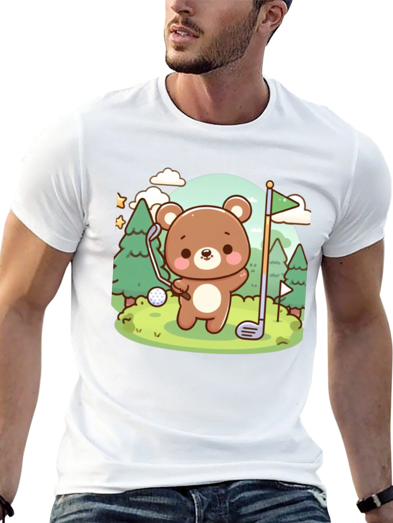Black Golfing Bear Graphic Tee - Cute & Comfy view 13