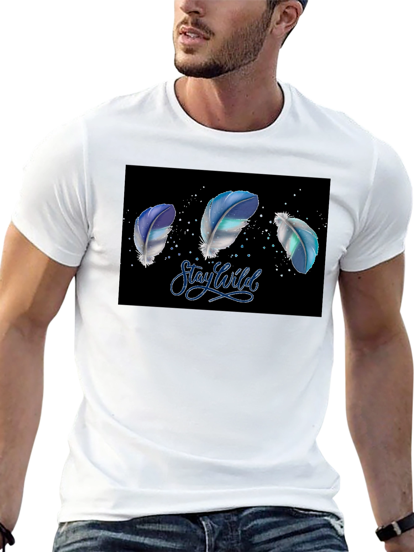 Black Stay Wild Feather T-Shirt - Black view 13