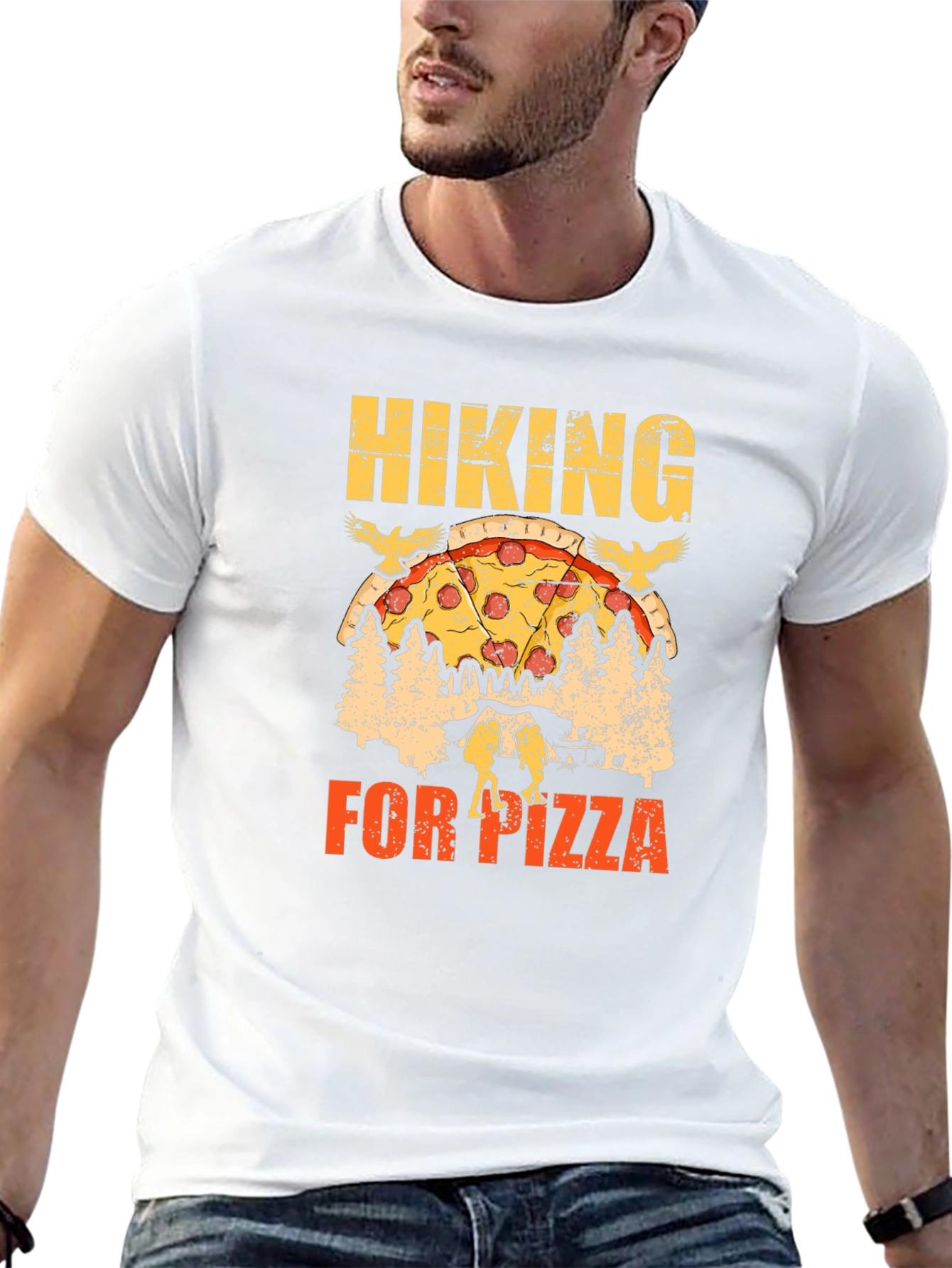 Black Hiking for Pizza Graphic Tee - Unisex view 13