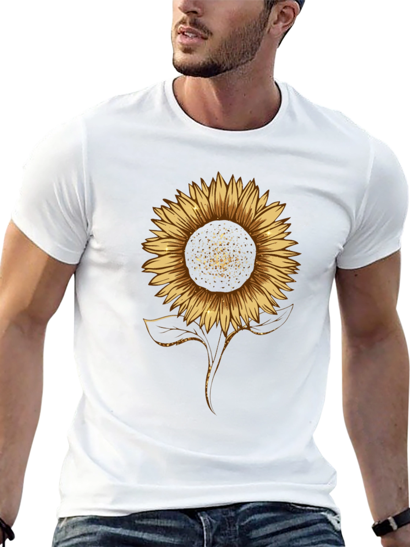 Black Sunflower Graphic Print Black T-Shirt view 13