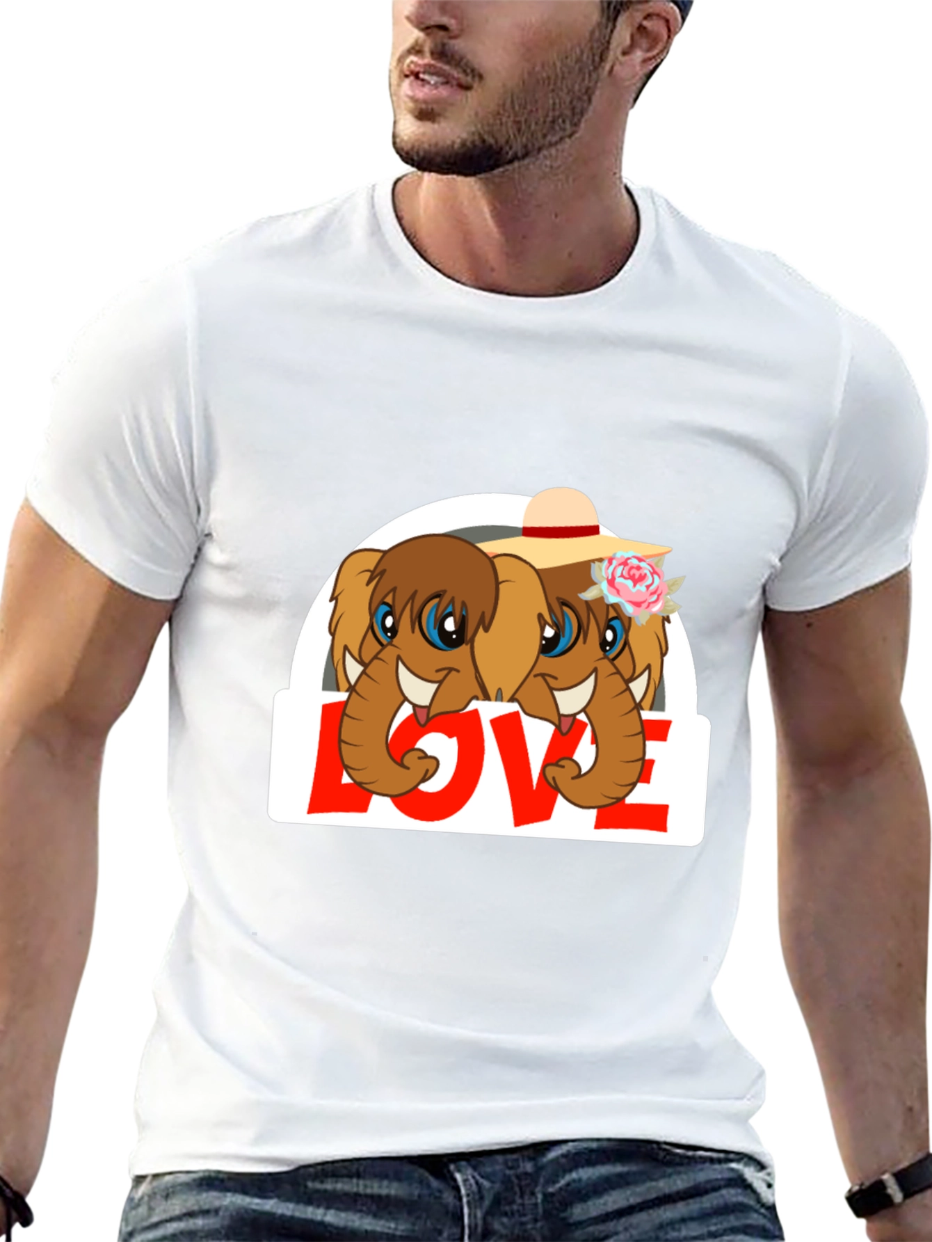 Black Elephant Love T-Shirt - Cute Animal Graphic Tee view 13