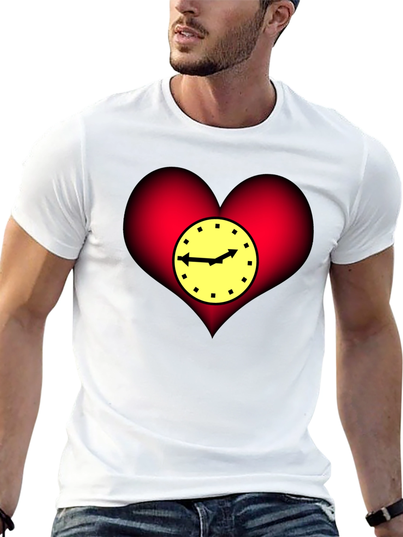 Black Heart Clock Graphic T-Shirt - Stylish & Unique Design view 13