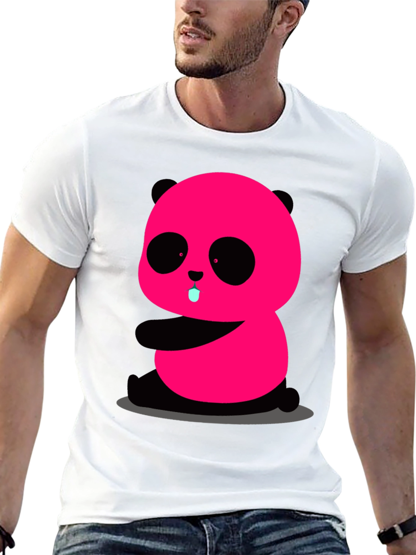 Black Pink Panda Graphic Tee - Cute & Fun Black T-Shirt view 13