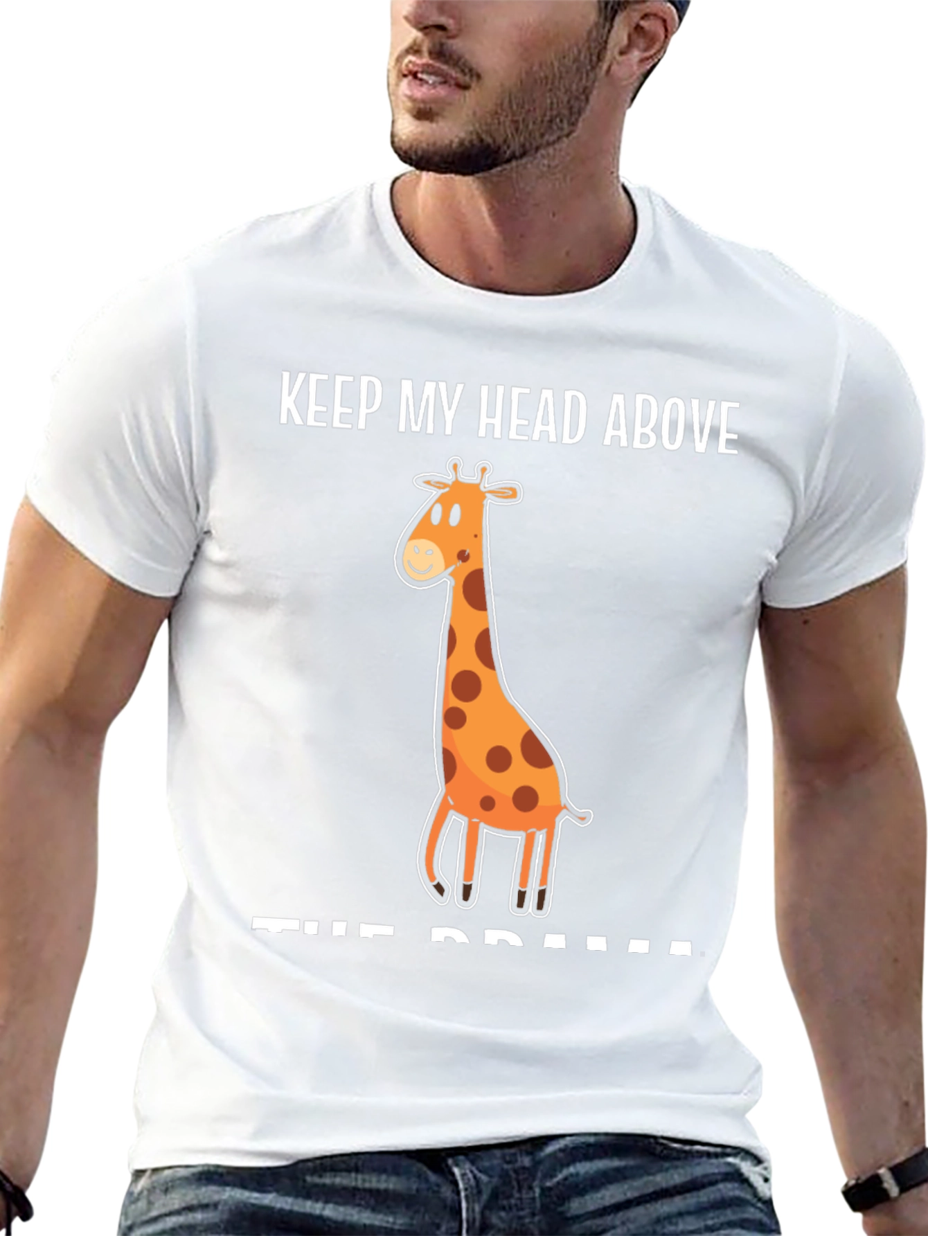 Black Keep My Head Above the Drama Giraffe T-Shirt view 13