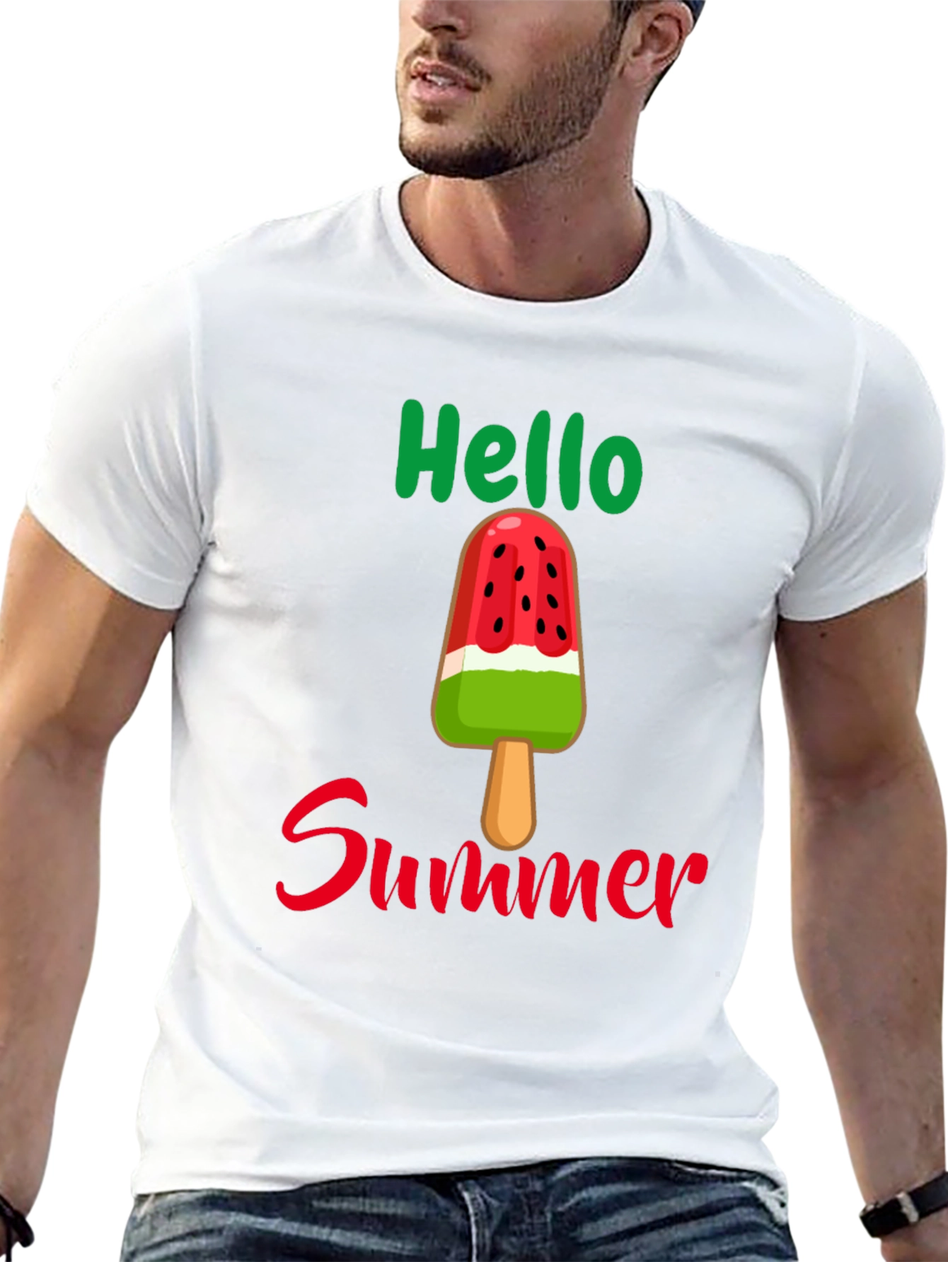 Black Hello Summer Watermelon Popsicle Graphic Tee view 13