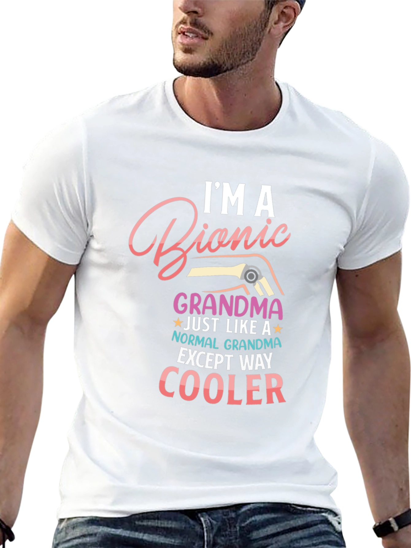 Black I'm a Bionic Grandma T-Shirt view 13