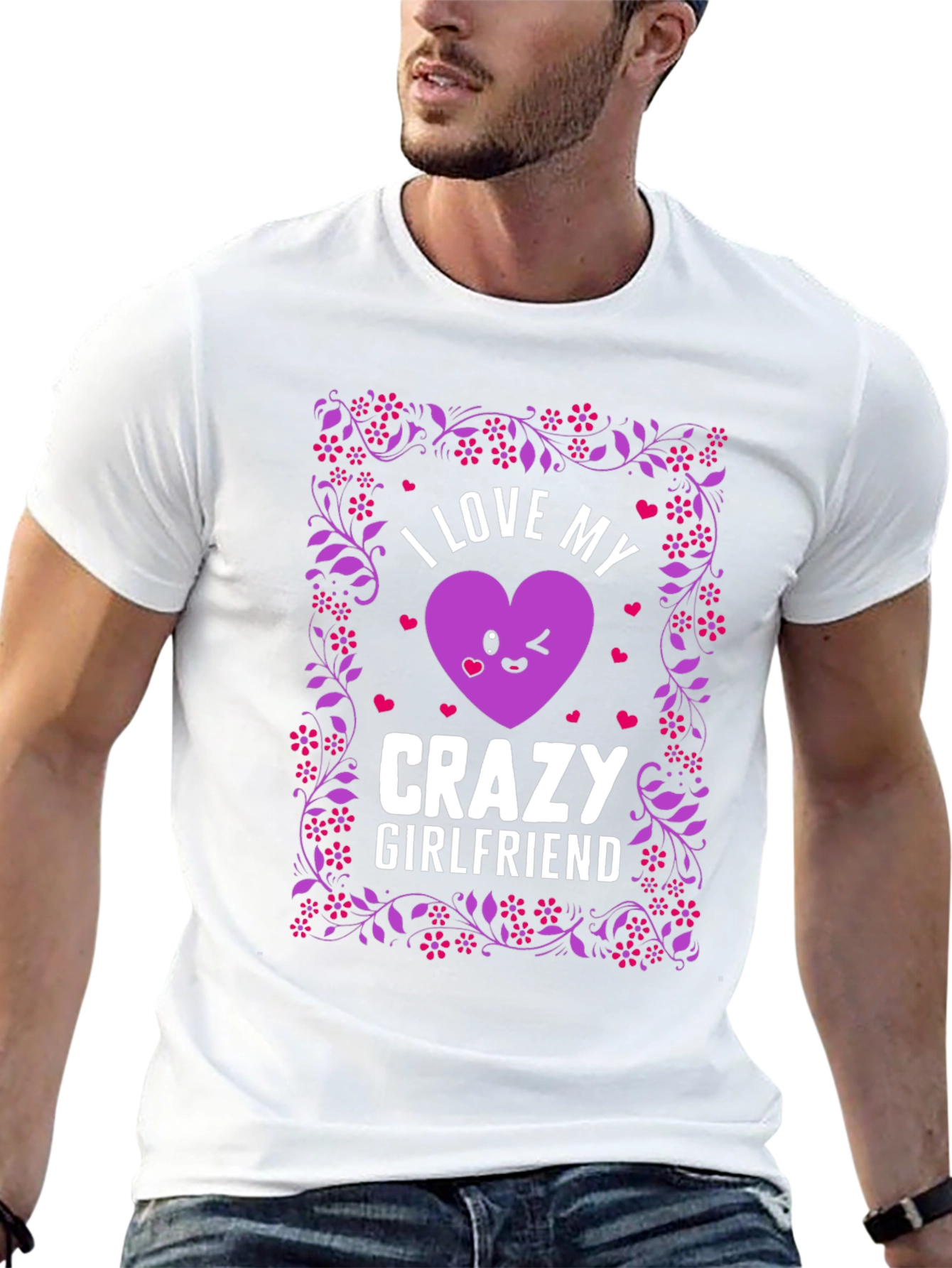 Black I Love My Crazy Girlfriend Graphic T-Shirt view 13