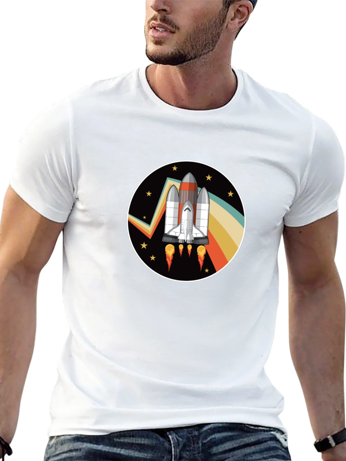 Black Retro Space Shuttle Graphic Tee view 13