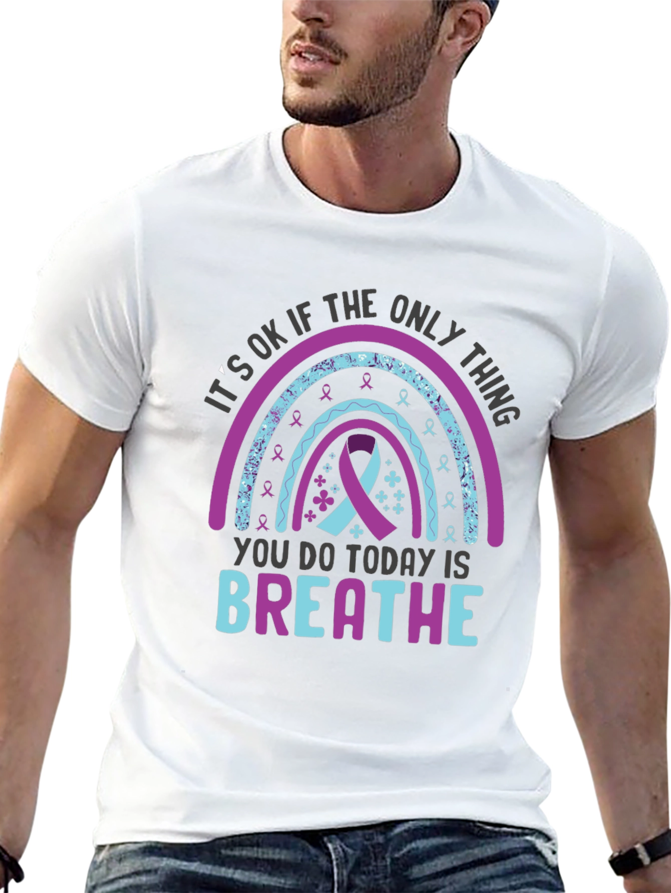 Black It's OK Breathe Graphic Tee view 13