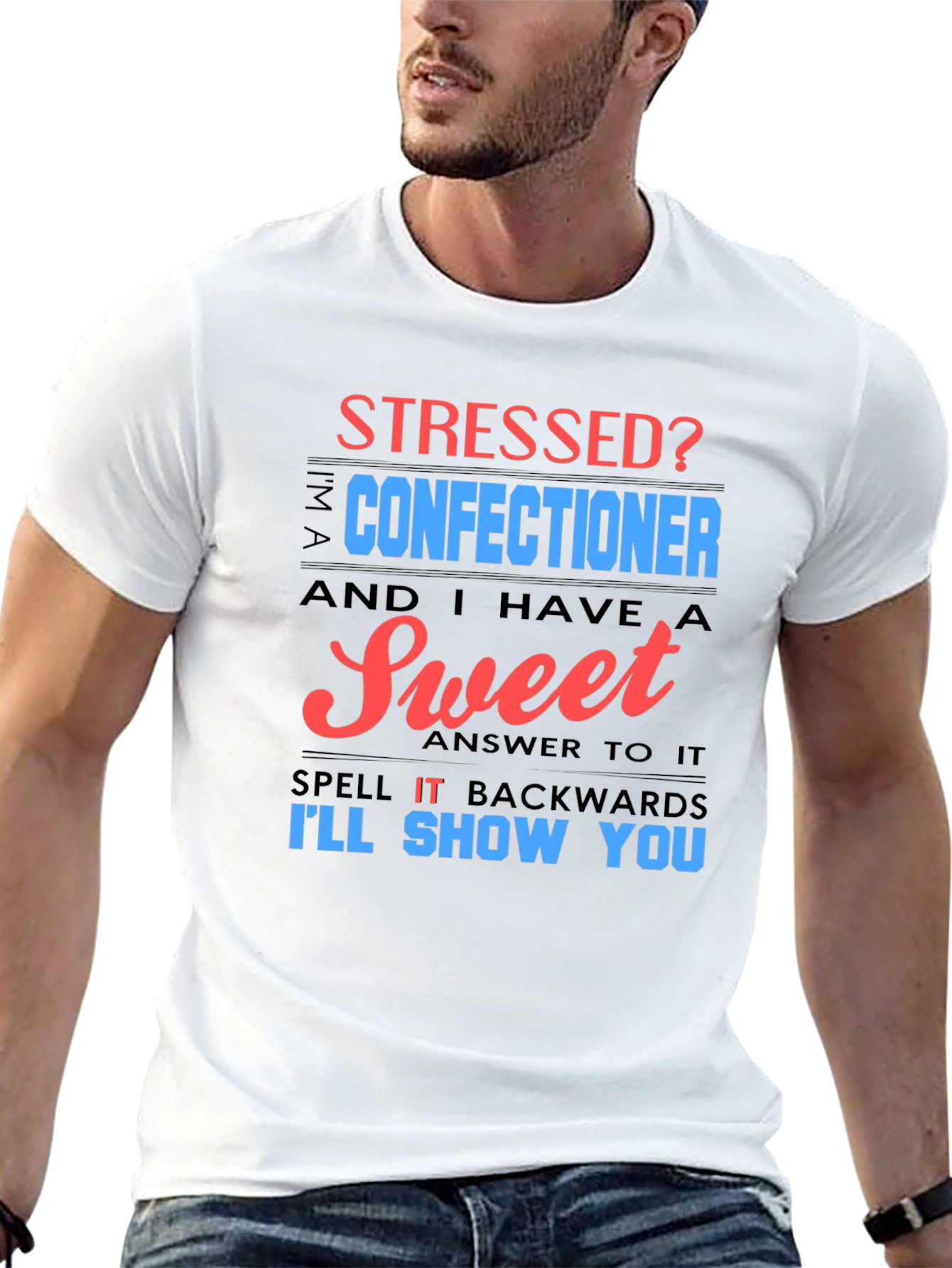 Black Stressed Confectioner T-Shirt - Sweet Answer Tee view 13