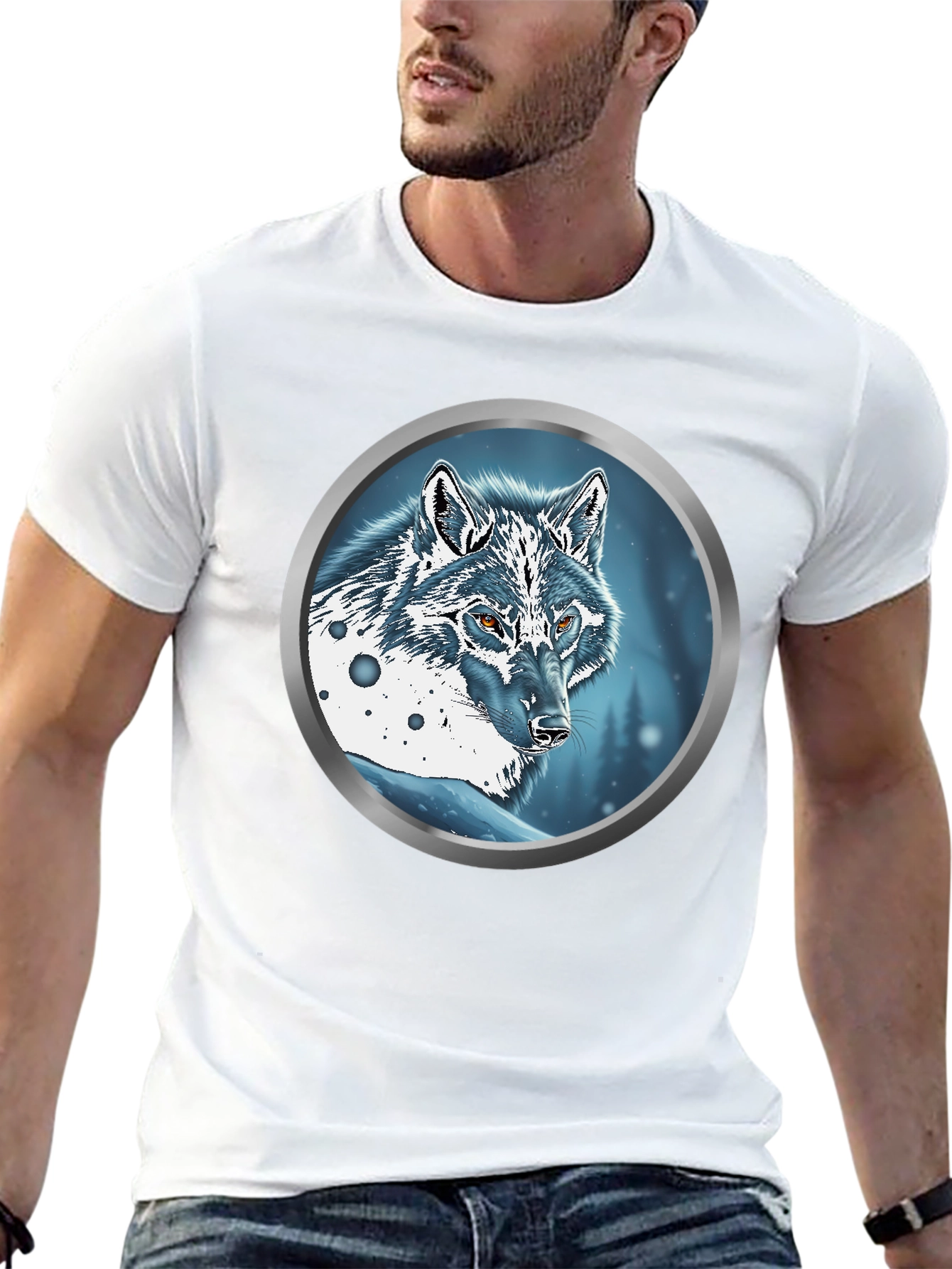 Black Wolf Portrait Graphic Tee - Sleek Black view 13