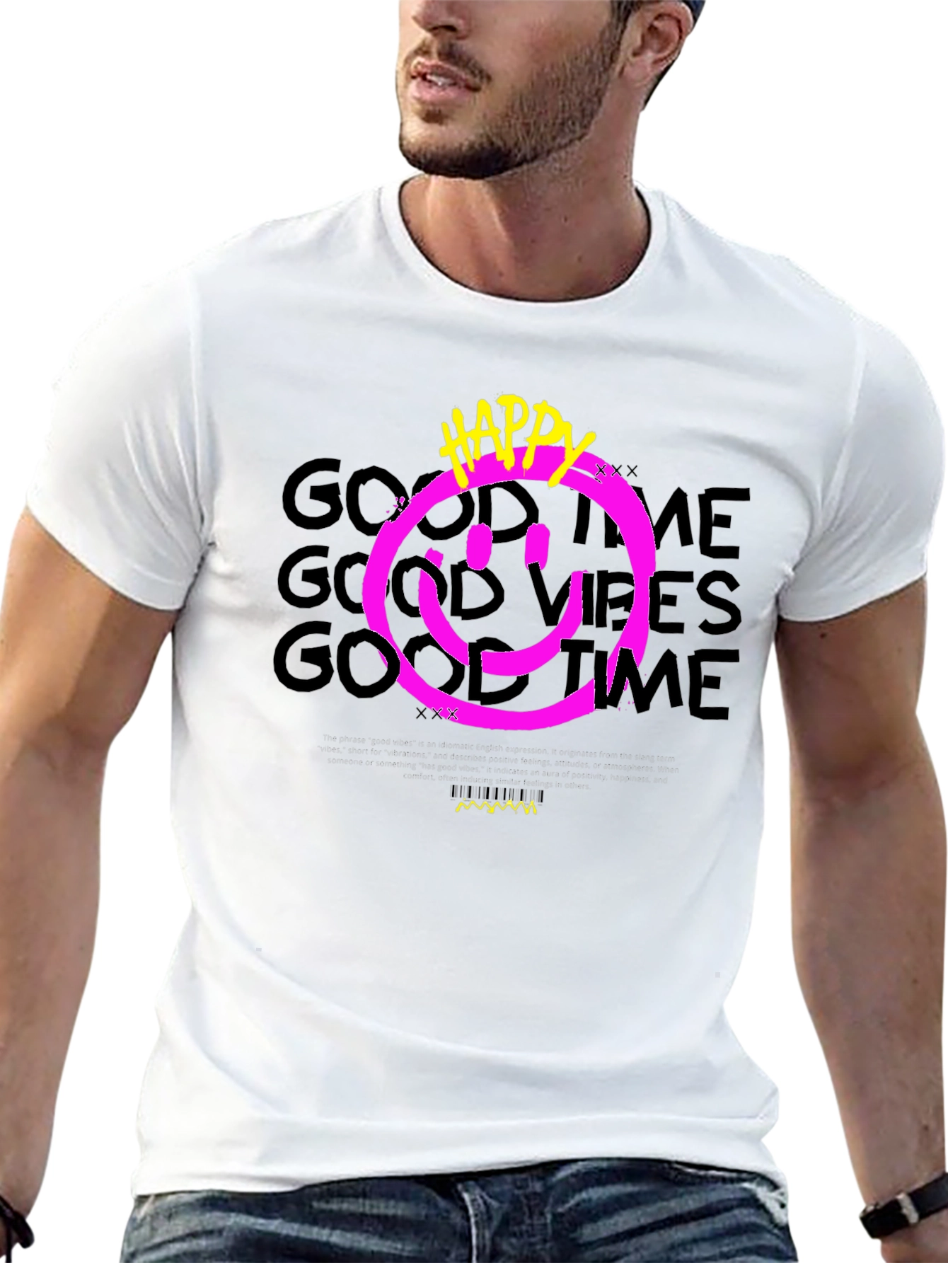 Black Happy Good Vibes Graphic Tee view 13