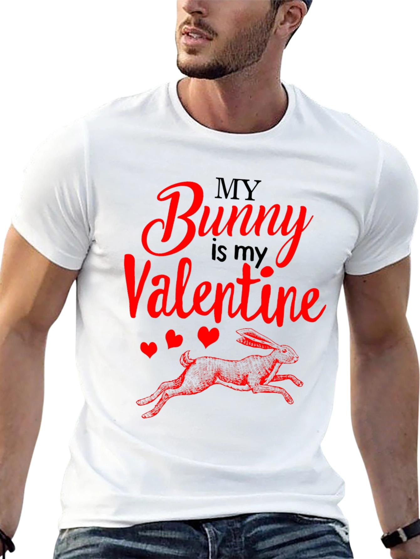 Black My Bunny is My Valentine T-Shirt view 13