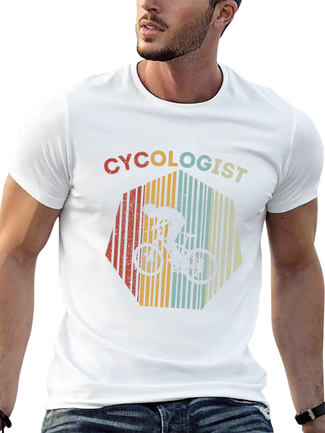 Black Retro Cycologist T-Shirt - Cycling Enthusiast Apparel view 13