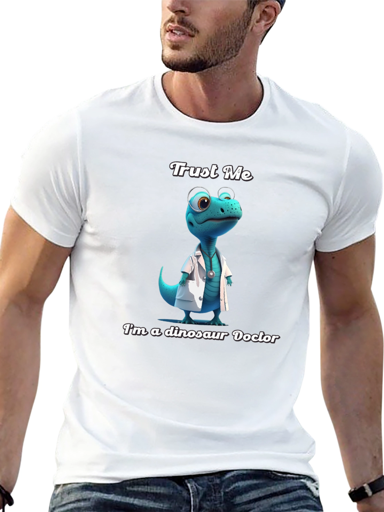 Black Dinosaur Doctor T-Shirt - Trust Me, I'm a Dino Doc! view 13