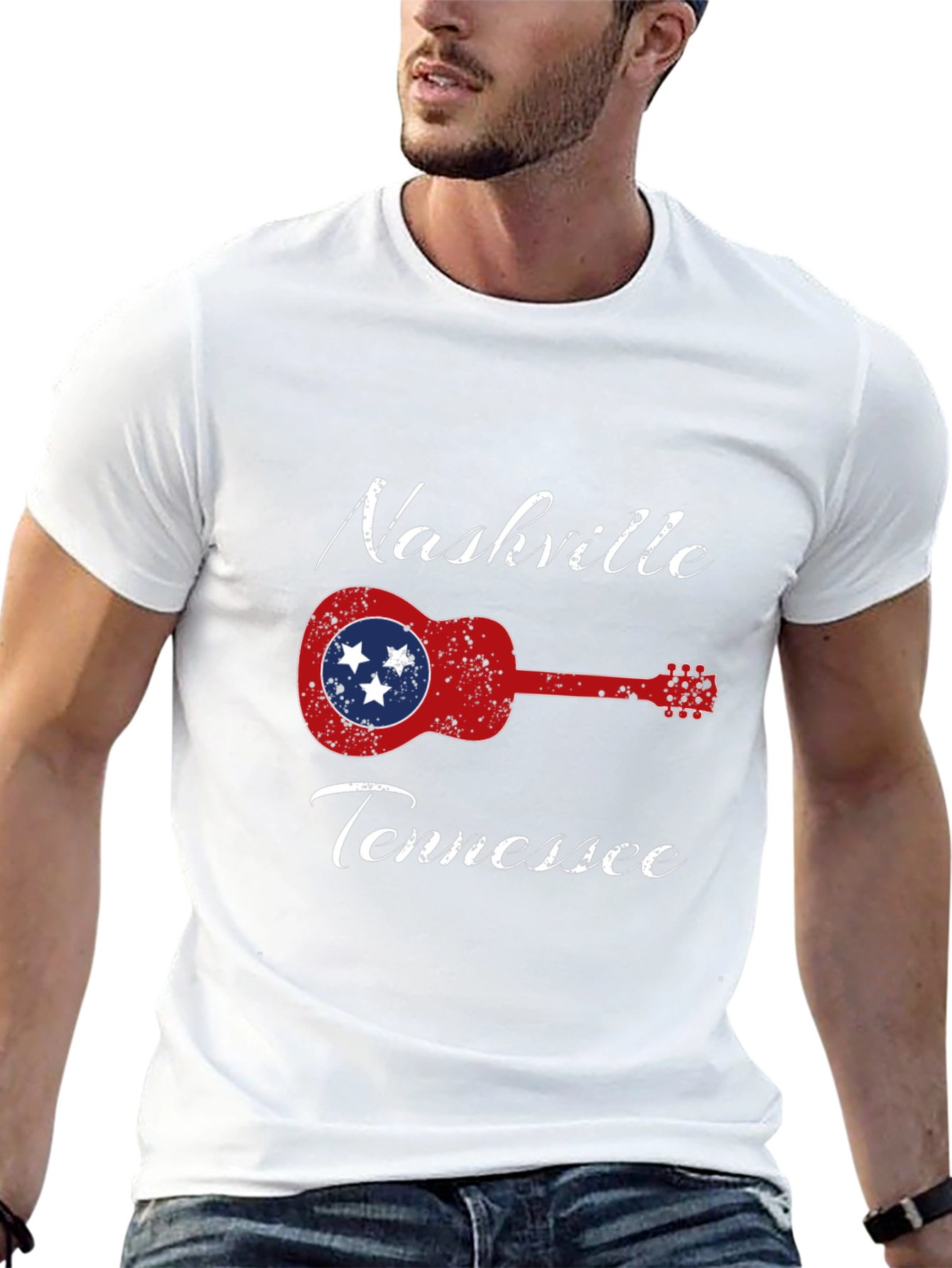 Black Nashville Tennessee Guitar T-Shirt view 13