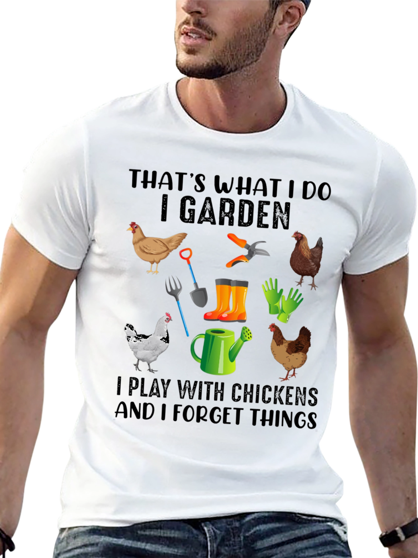 Black Gardening & Chicken Lover Graphic Tee view 13