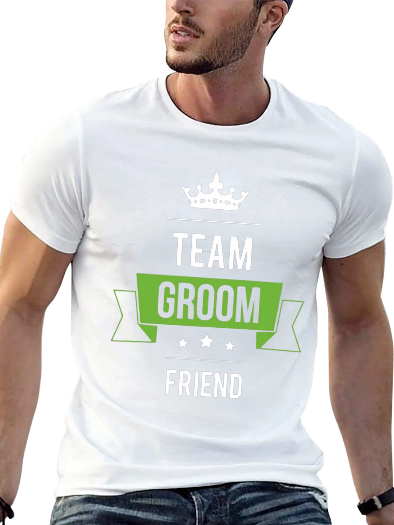 Black Team Groom Friend T-Shirt - Black Crew Neck Wedding Party Tee view 13