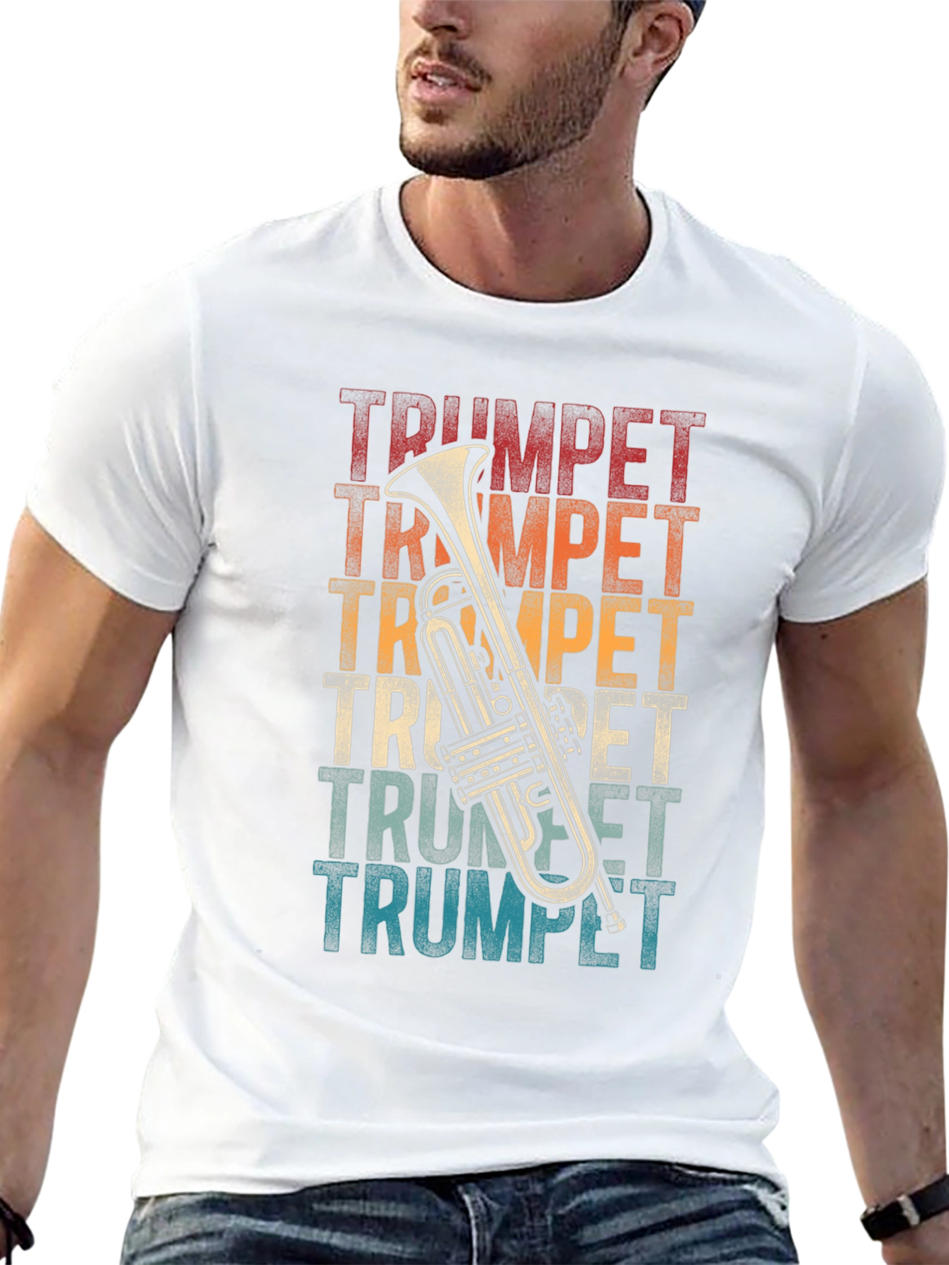 Black Retro Trumpet T-Shirt - Vintage Style Musical Tee view 13