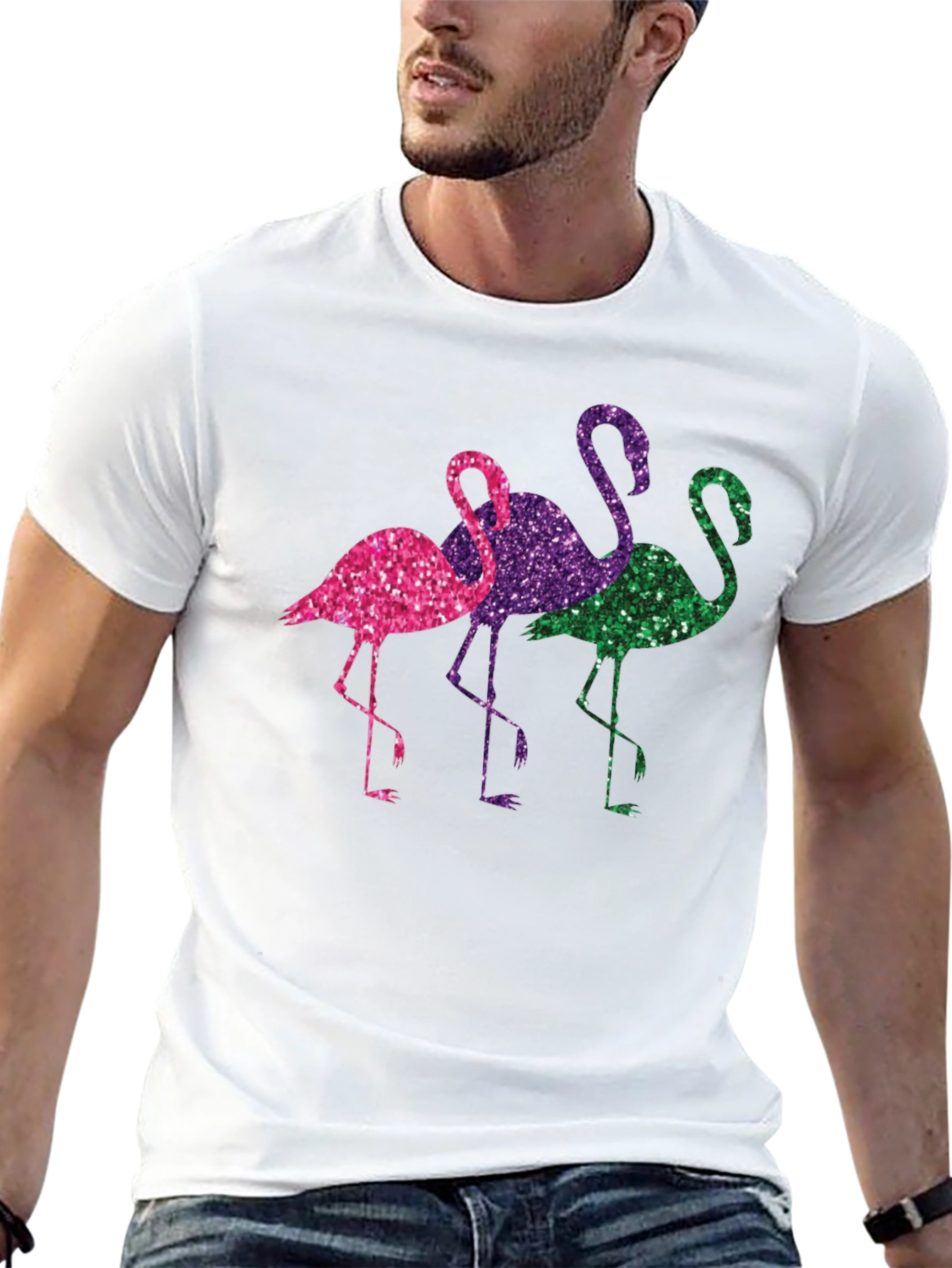 Black Glitter Flamingo T-Shirt - Fun & Unique Design view 13
