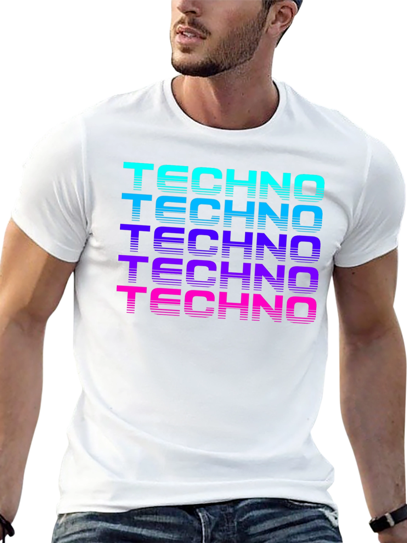 Black Retro Techno Graphic T-Shirt view 13