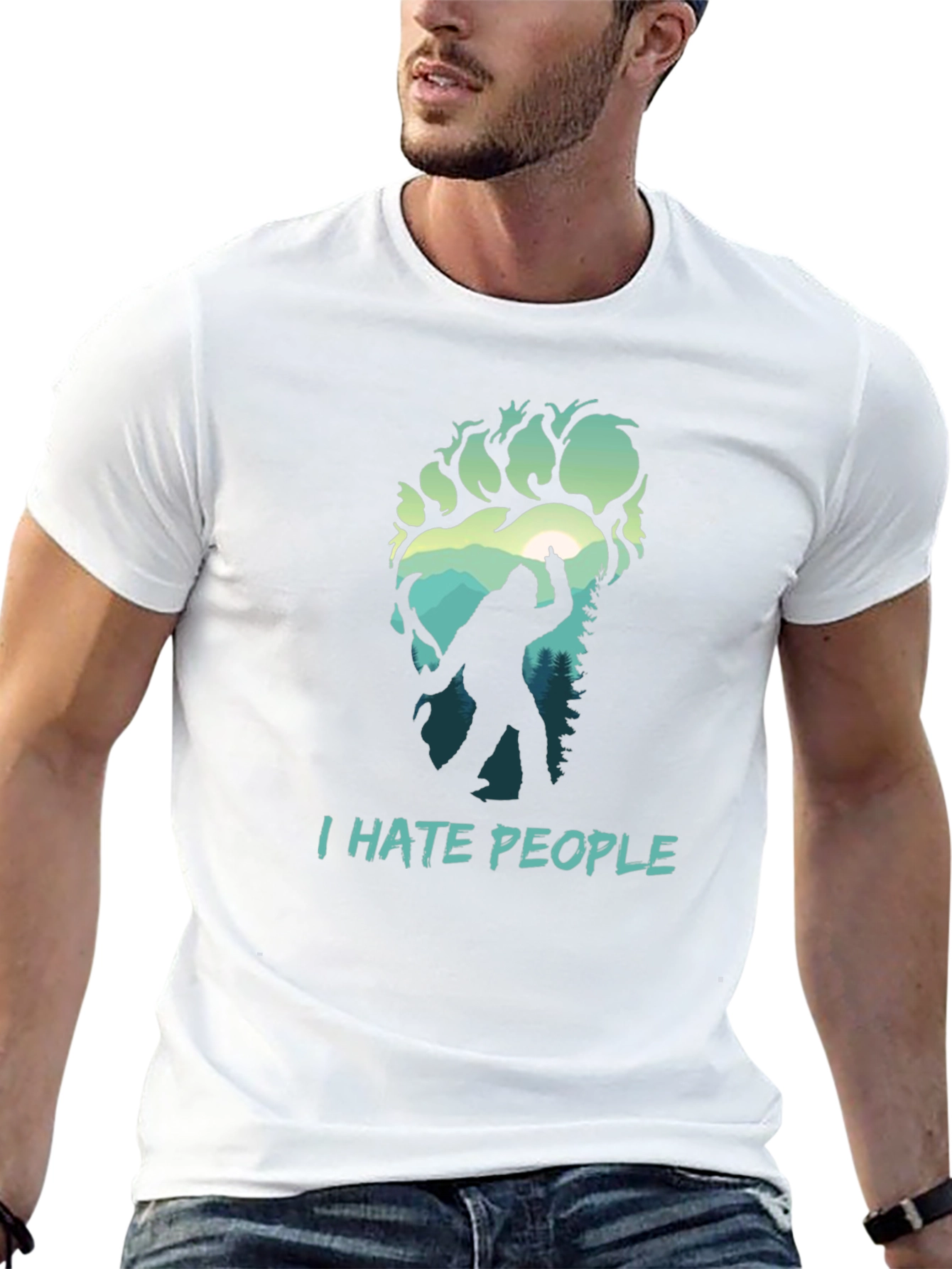 Black I Hate People Bigfoot T-Shirt view 13
