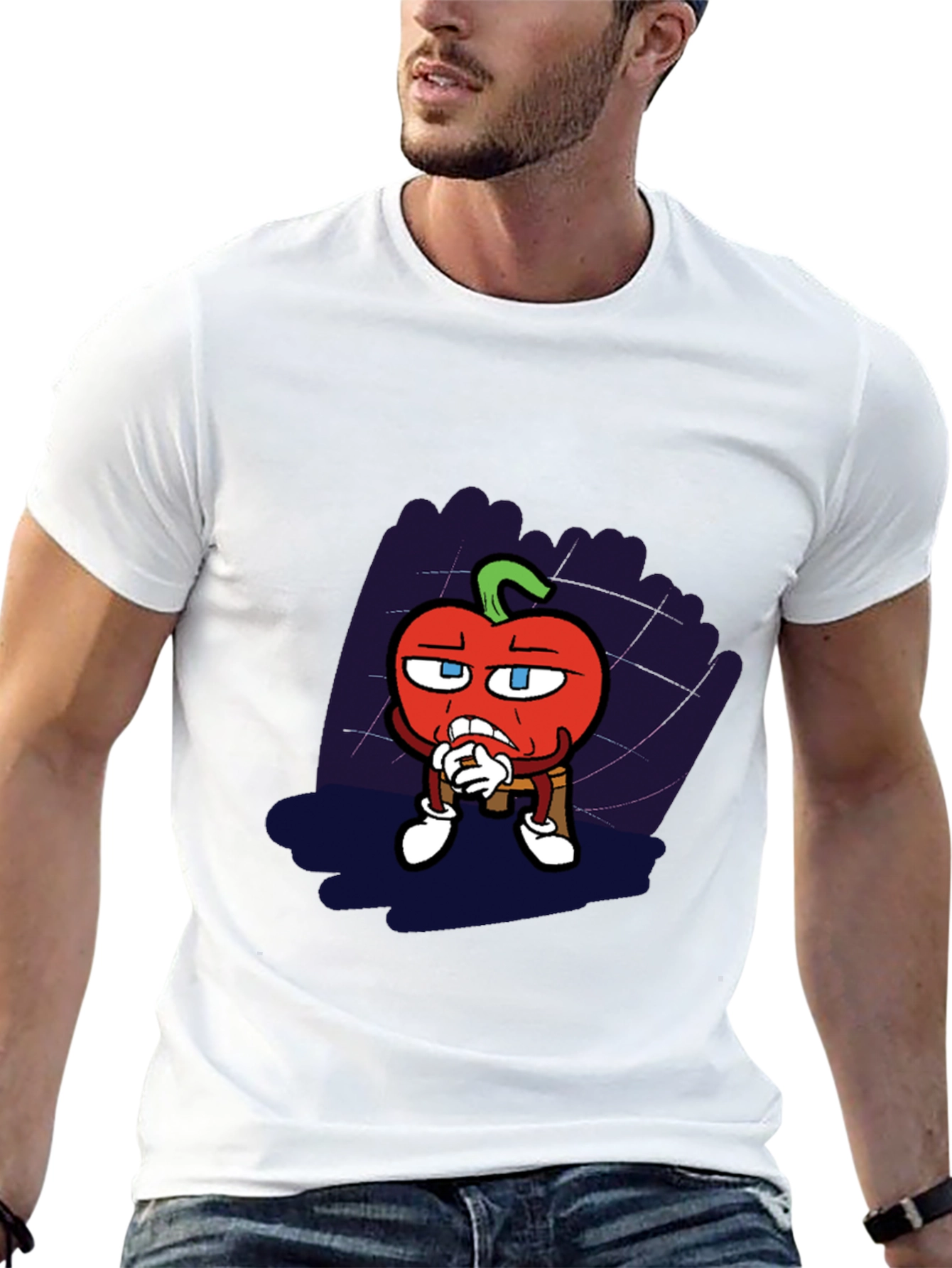 Black Cartoon Tomato Graphic Black T-Shirt view 13