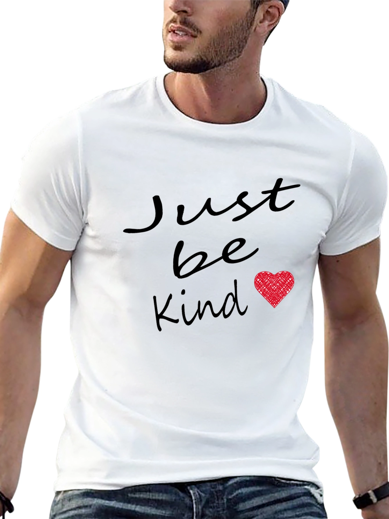 Black Just Be Kind Black Tee with Heart Graphic view 13