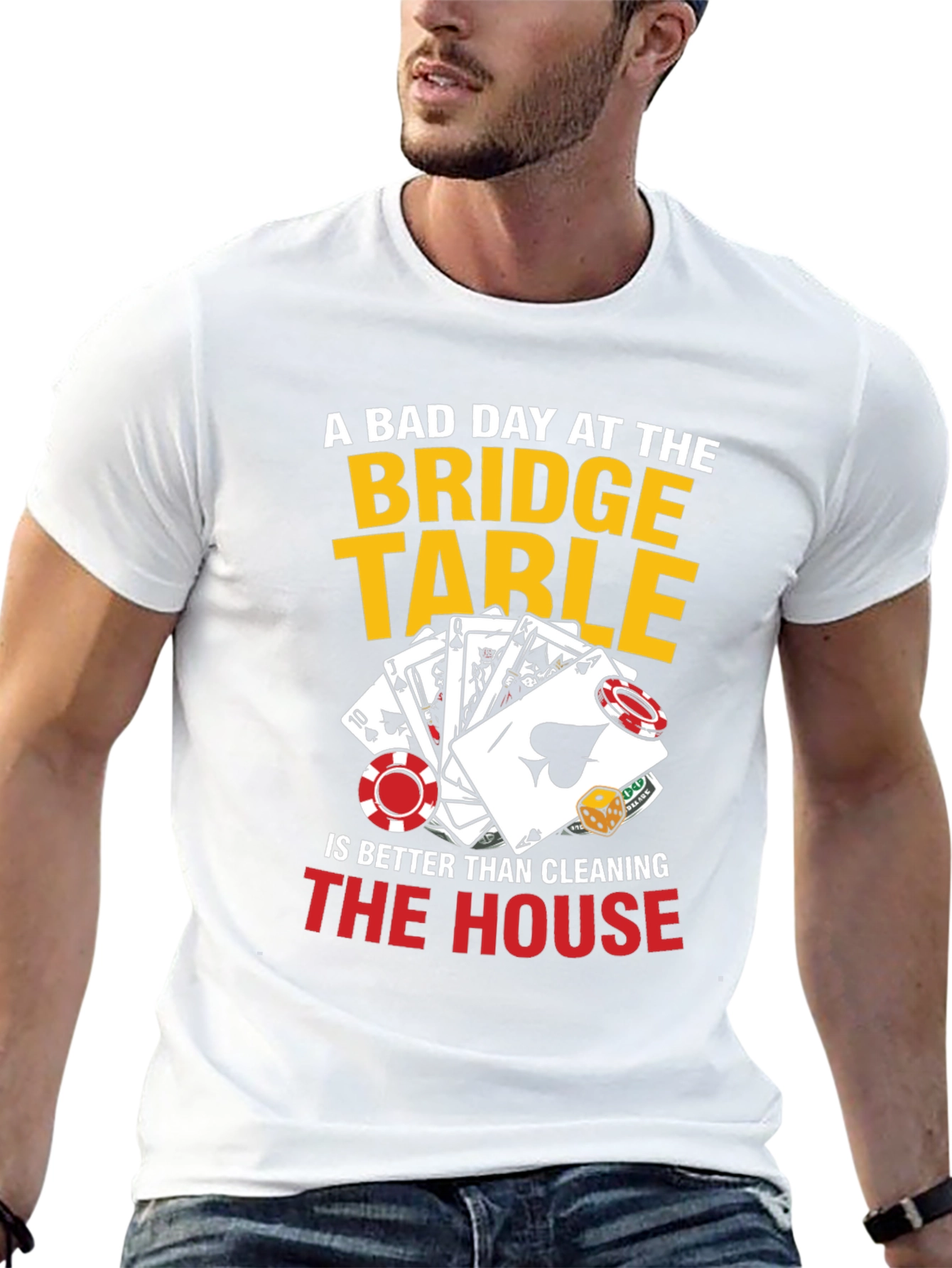Black Funny Bridge Table T-Shirt - A Bad Day Is Better Than Cleaning! view 13