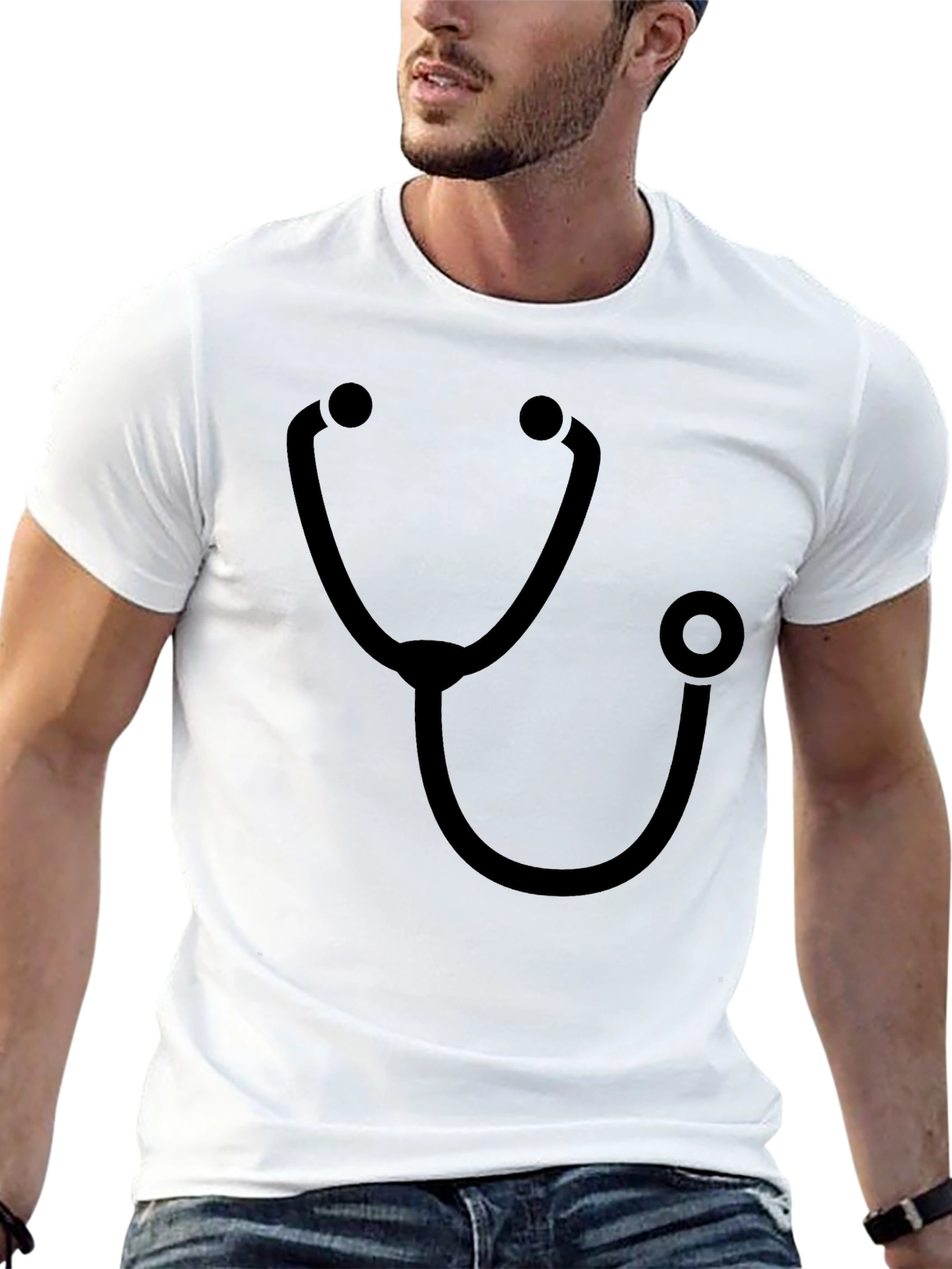 Black Stethoscope Graphic T-Shirt - Medical Professional Tee view 13
