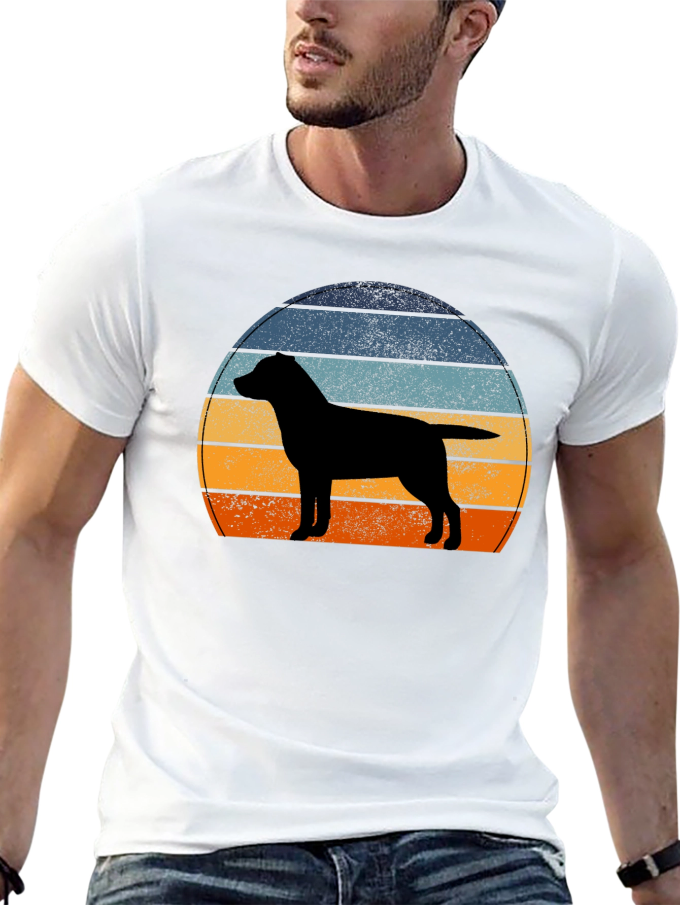 Black Retro Dog Silhouette T-Shirt view 13